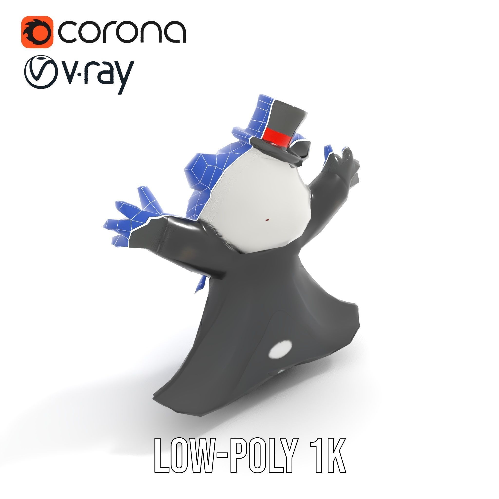 Charming Panda Magician D Character Model Rigged and Animated Low-poly 3D model_22