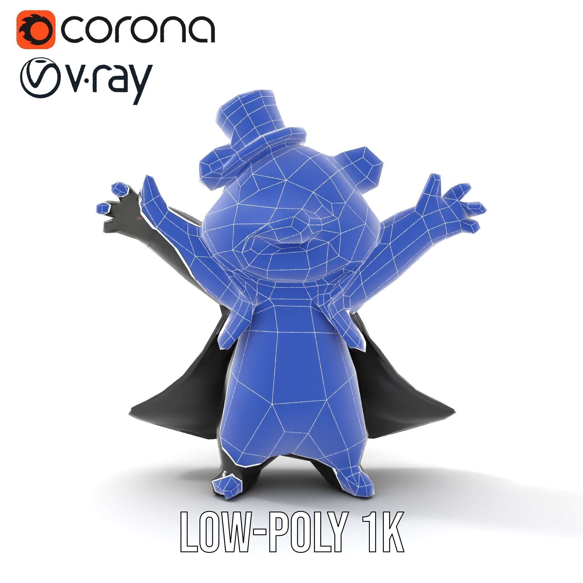 Charming Panda Magician D Character Model Rigged and Animated Low-poly 3D model_19