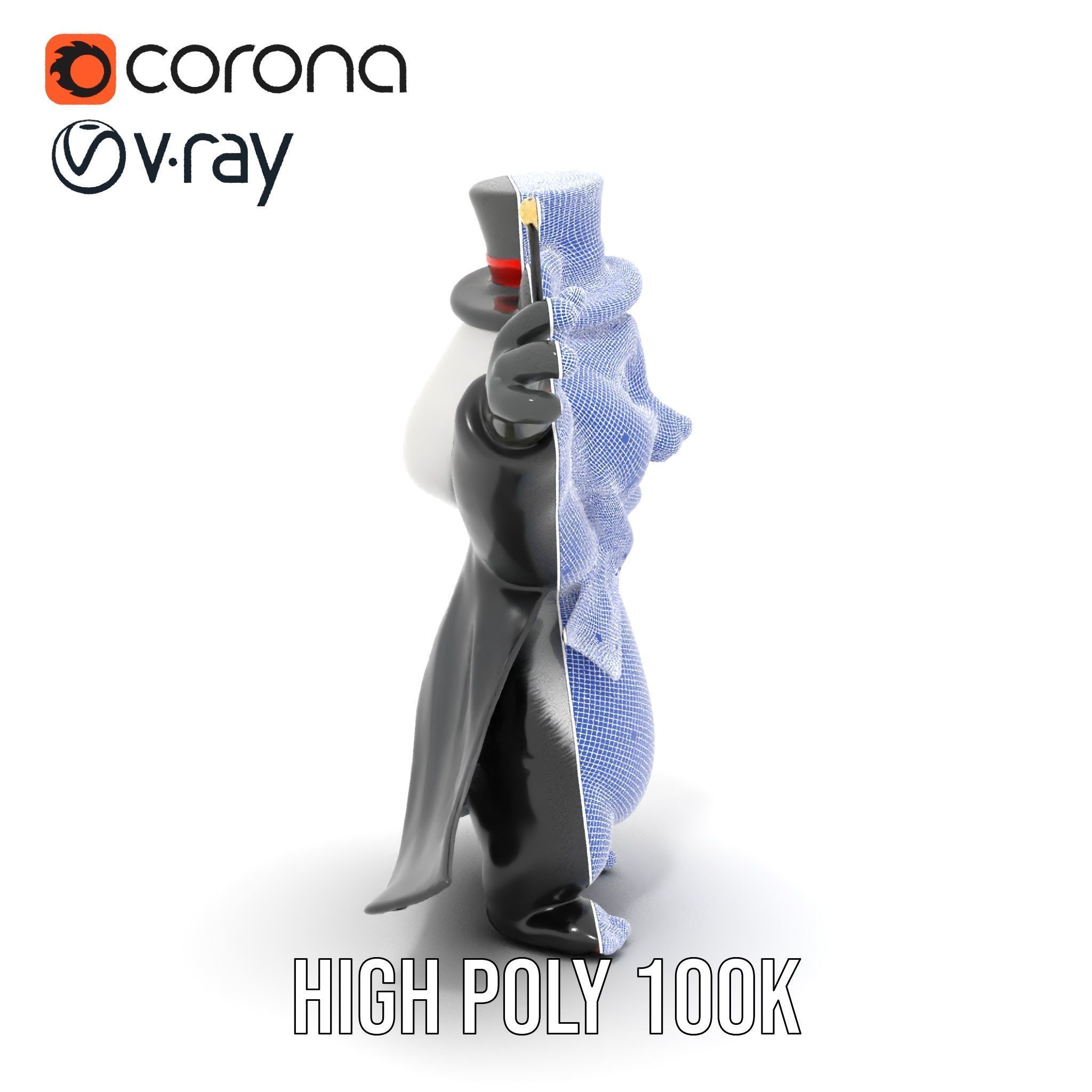 Charming Panda Magician D Character Model Rigged and Animated Low-poly 3D model_33