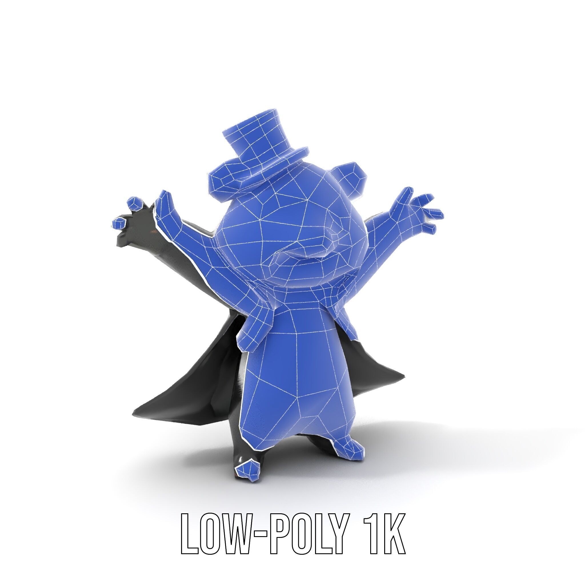 Charming Panda Magician D Character Model Rigged and Animated Low-poly 3D model_11
