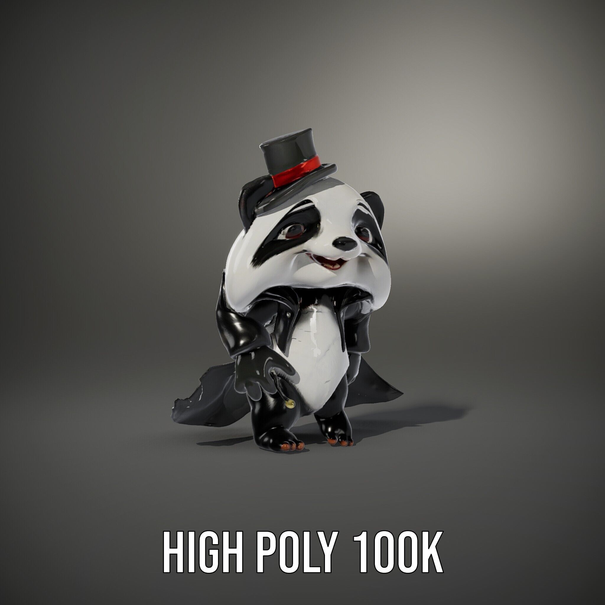 Charming Panda Magician D Character Model Rigged and Animated Low-poly 3D model_35