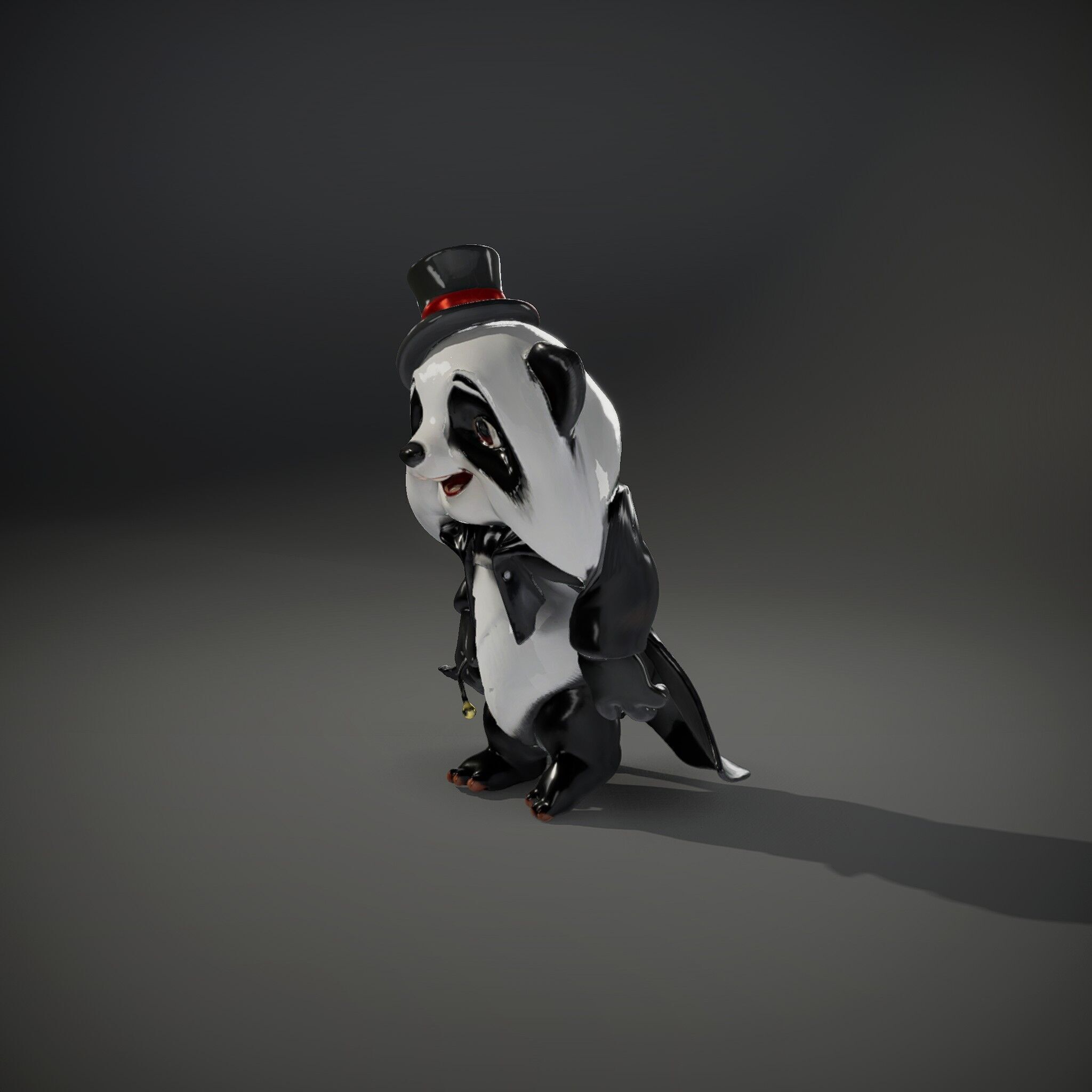 Charming Panda Magician D Character Model Rigged and Animated Low-poly 3D model_36