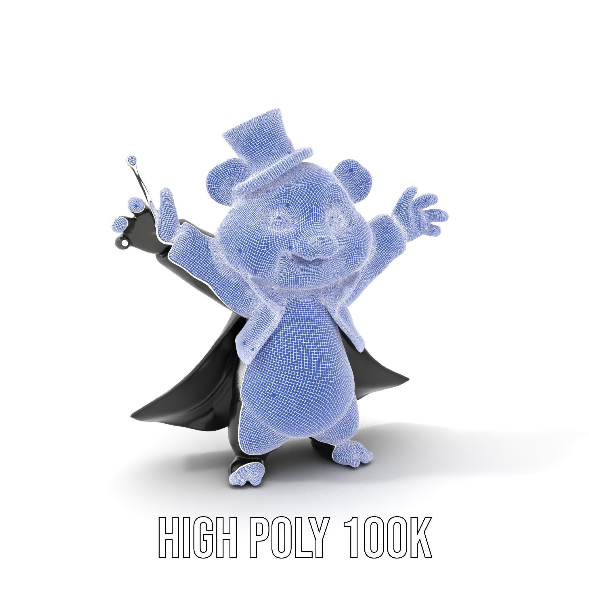 Charming Panda Magician D Character Model Rigged and Animated Low-poly 3D model_4