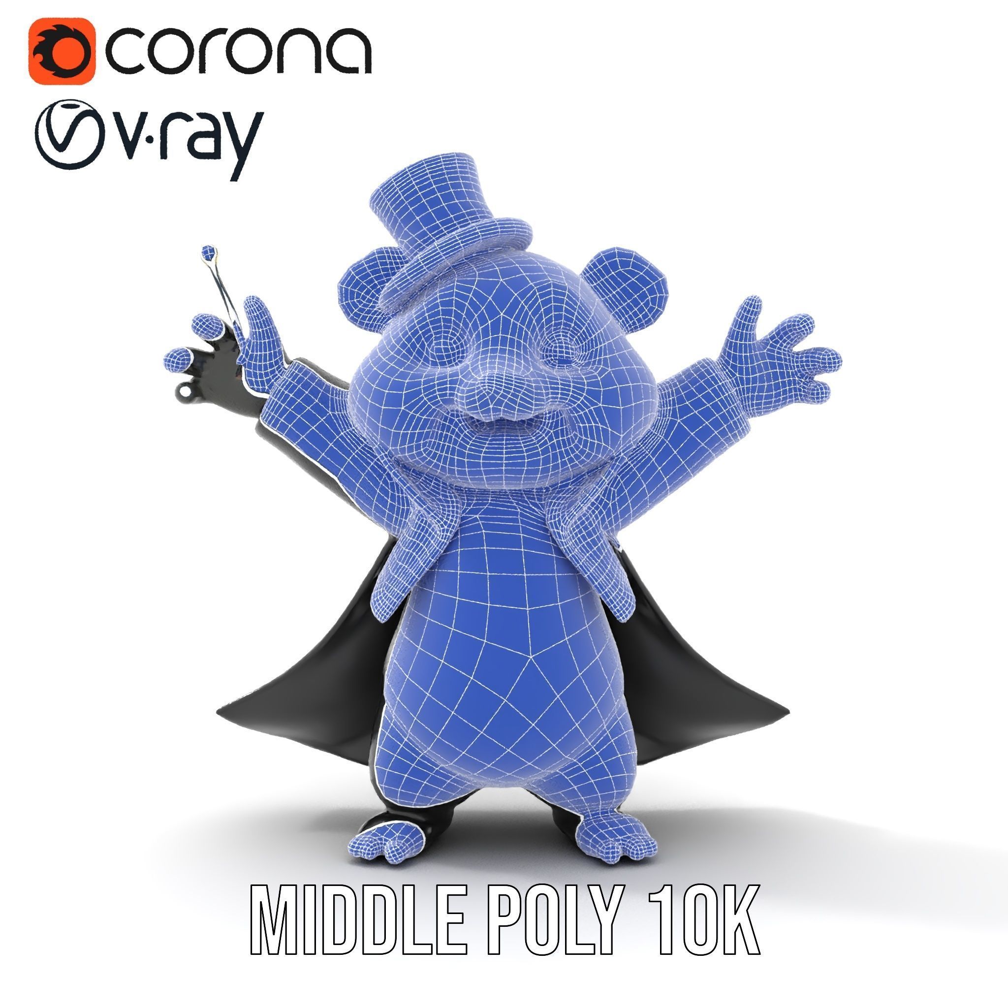 Charming Panda Magician D Character Model Rigged and Animated Low-poly 3D model_24