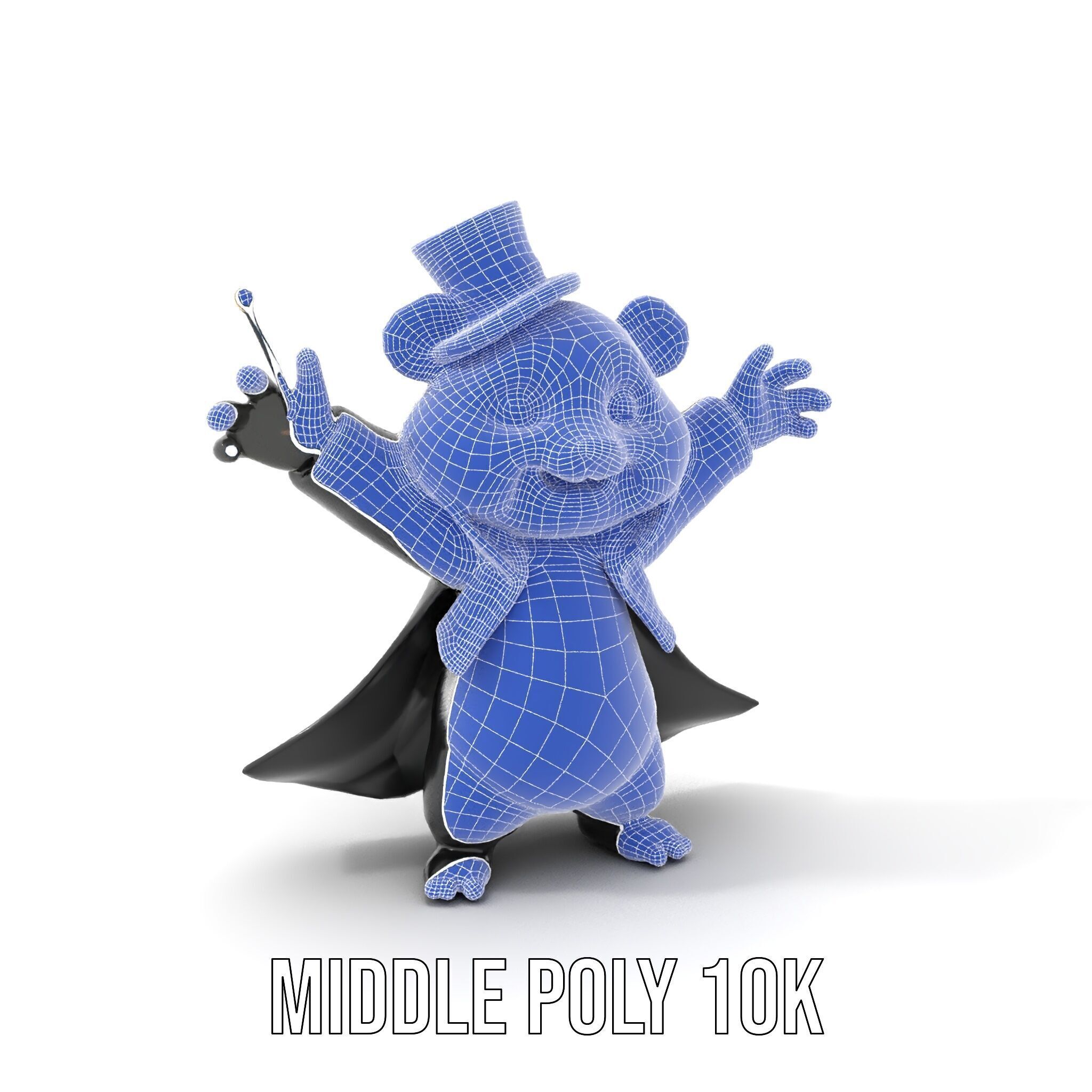 Charming Panda Magician D Character Model Rigged and Animated Low-poly 3D model_15