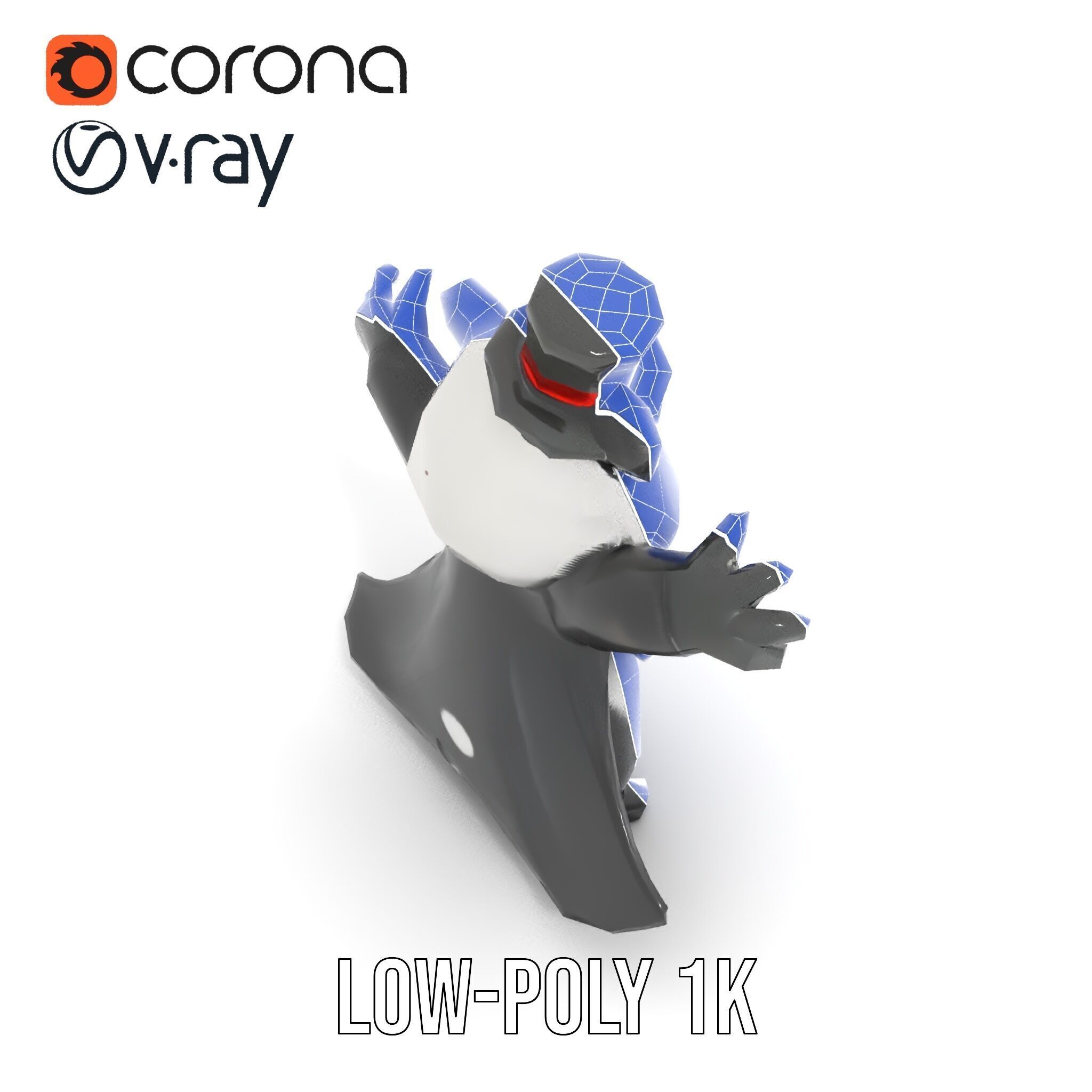 Charming Panda Magician D Character Model Rigged and Animated Low-poly 3D model_27