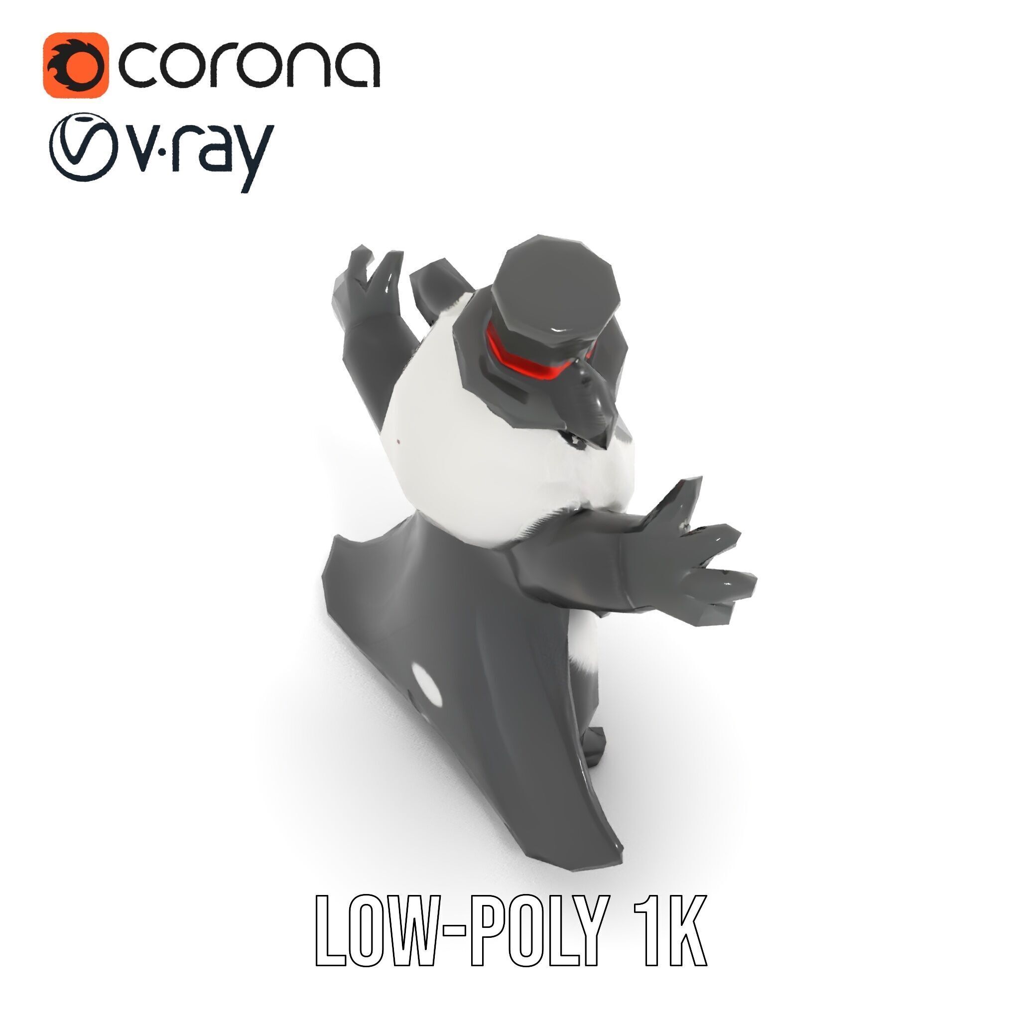 Charming Panda Magician D Character Model Rigged and Animated Low-poly 3D model_25