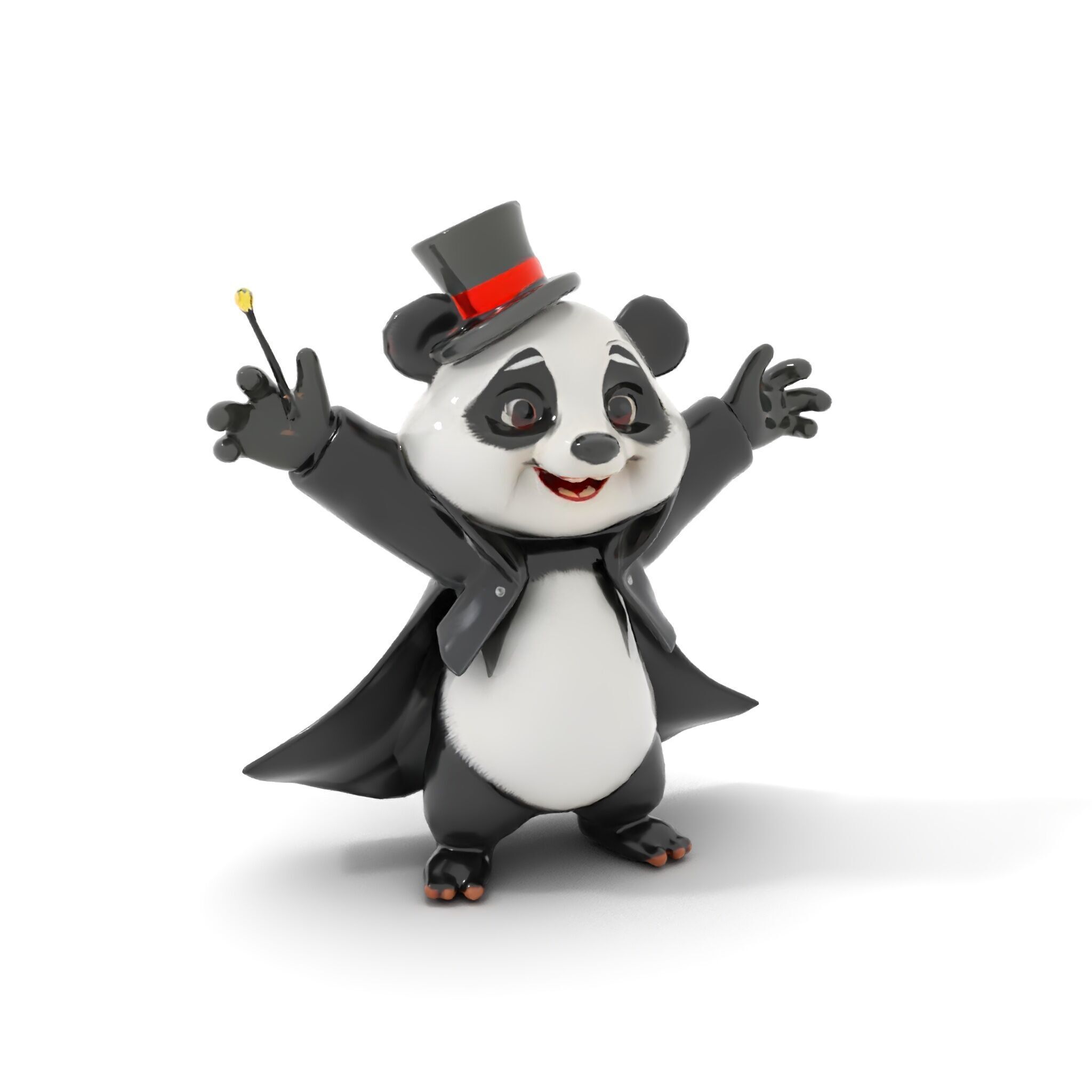 Charming Panda Magician D Character Model Rigged and Animated Low-poly 3D model_10