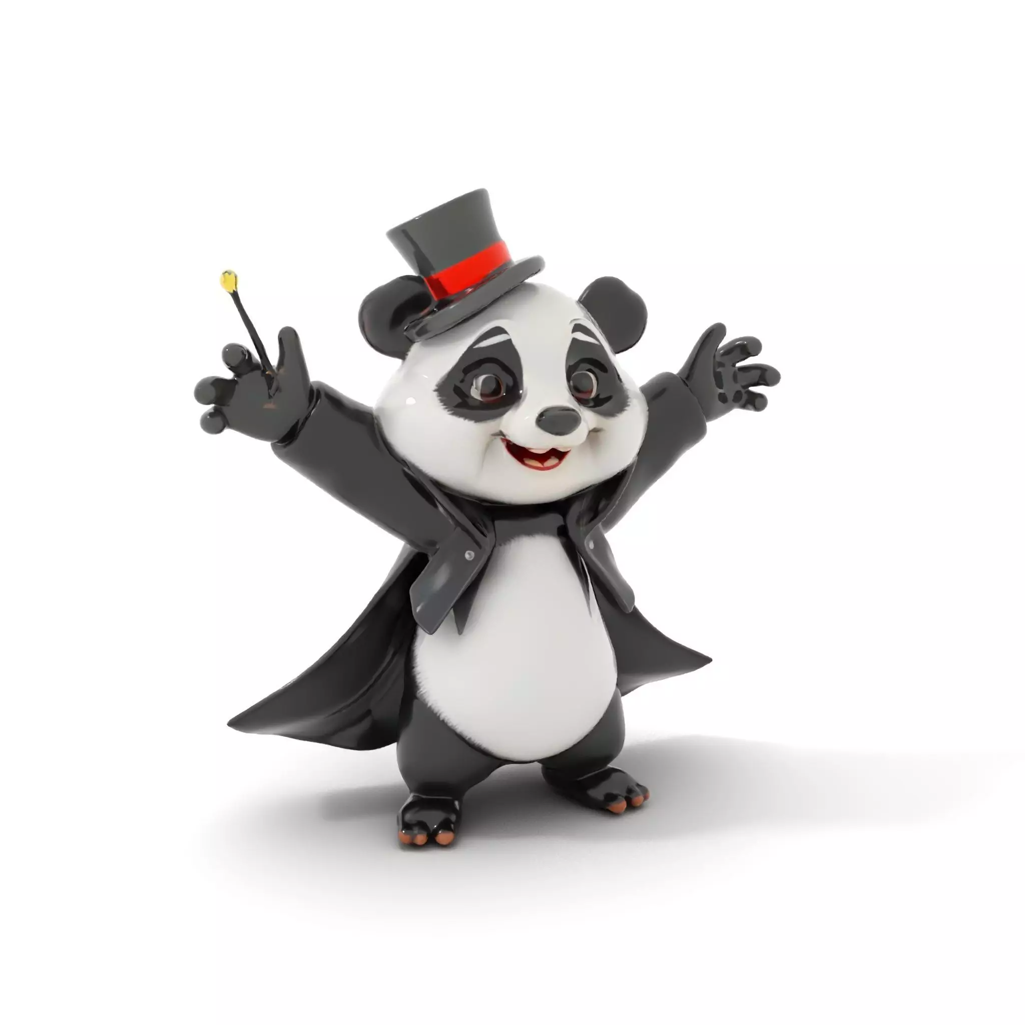 Charming Panda Magician D Character Model Rigged and Animated Low-poly 3D model_0