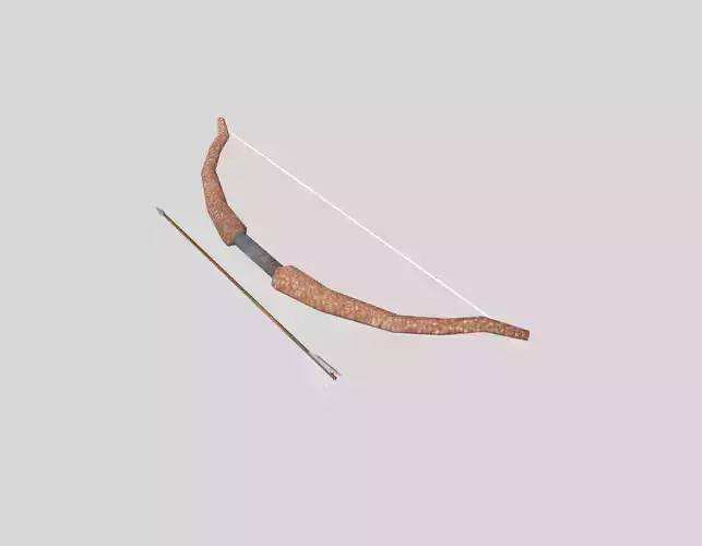 low poly bow 2 and arrow Low-poly 3D model
