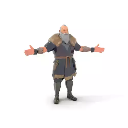 Viking Elder Character Model Rigged and Animated