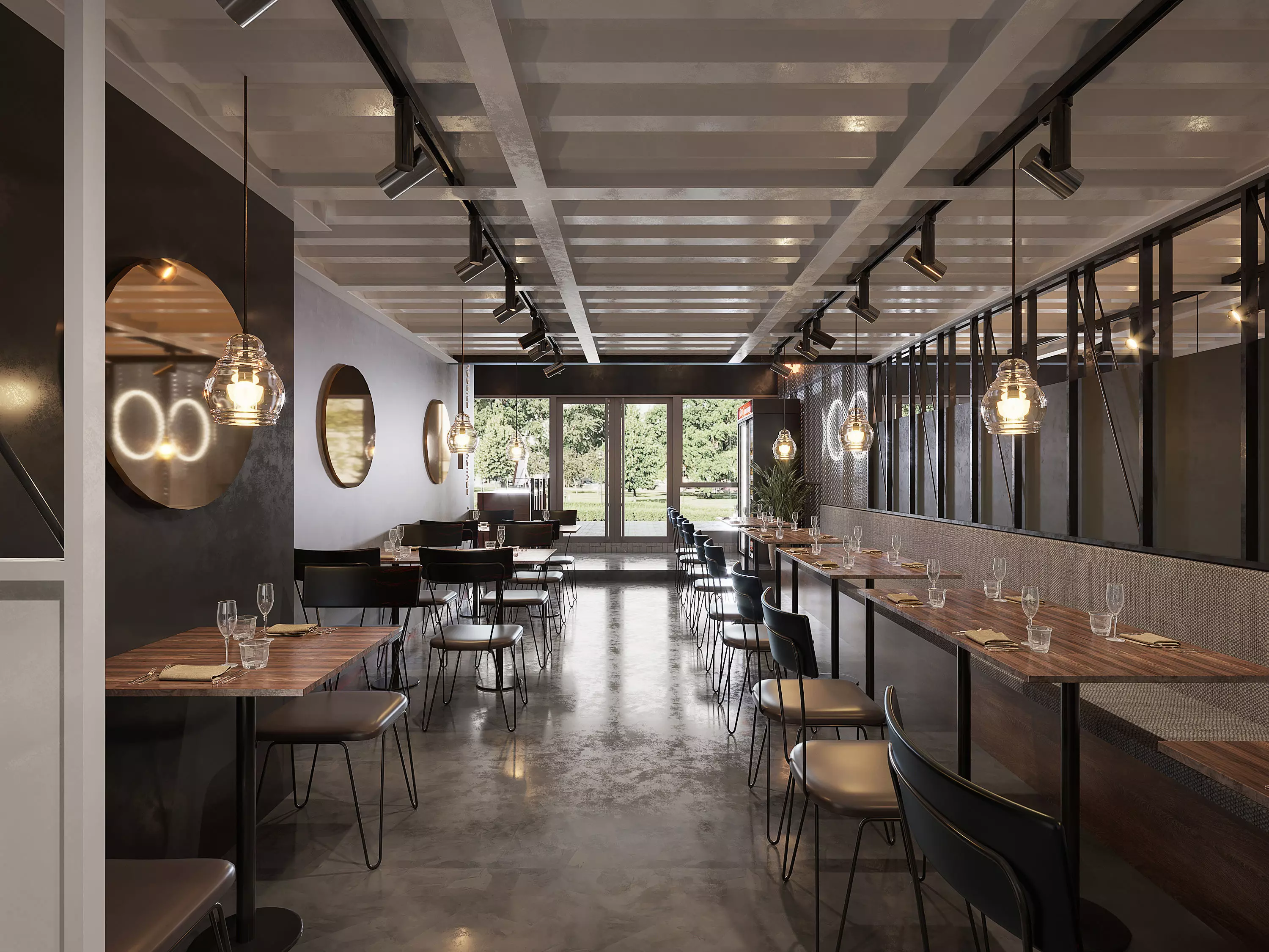 Industrial  restaurant 3D model_0