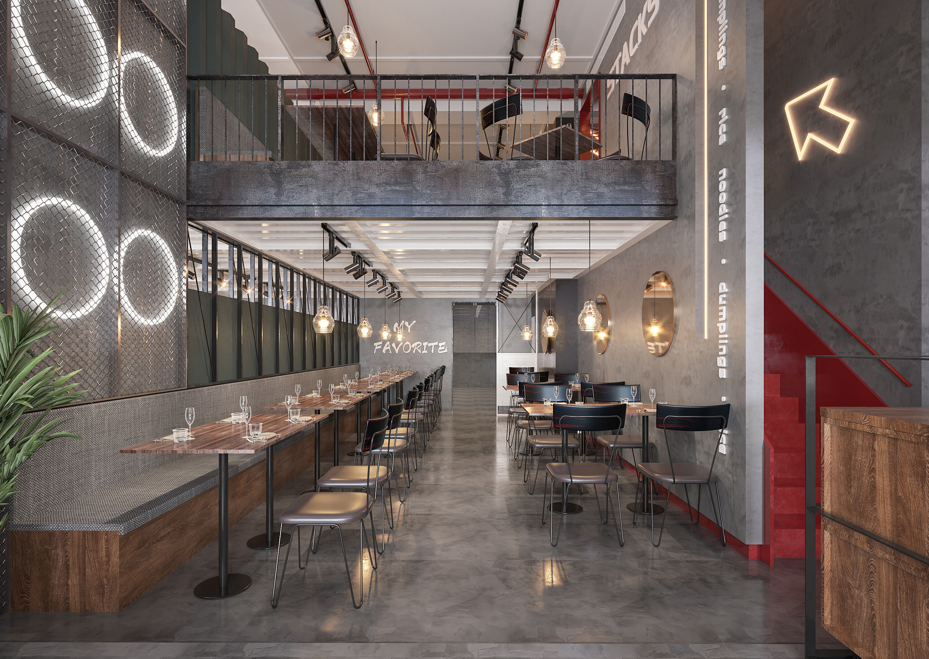 Industrial  restaurant 3D model_1