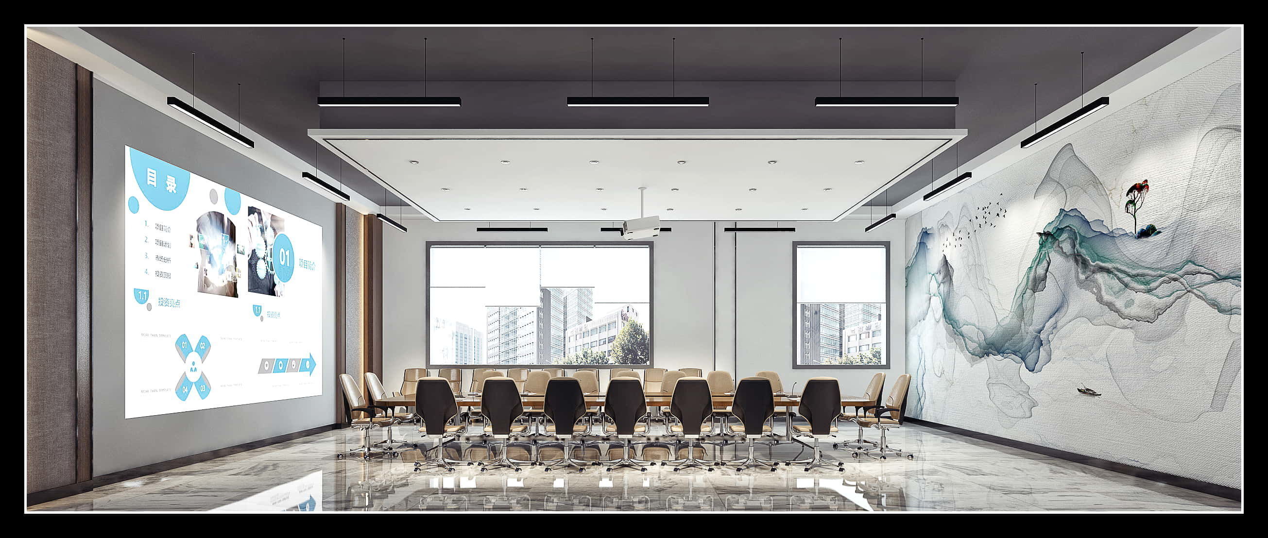 3D Meeting Room Office Scene - Modular Customizable Low-poly 3D model_17