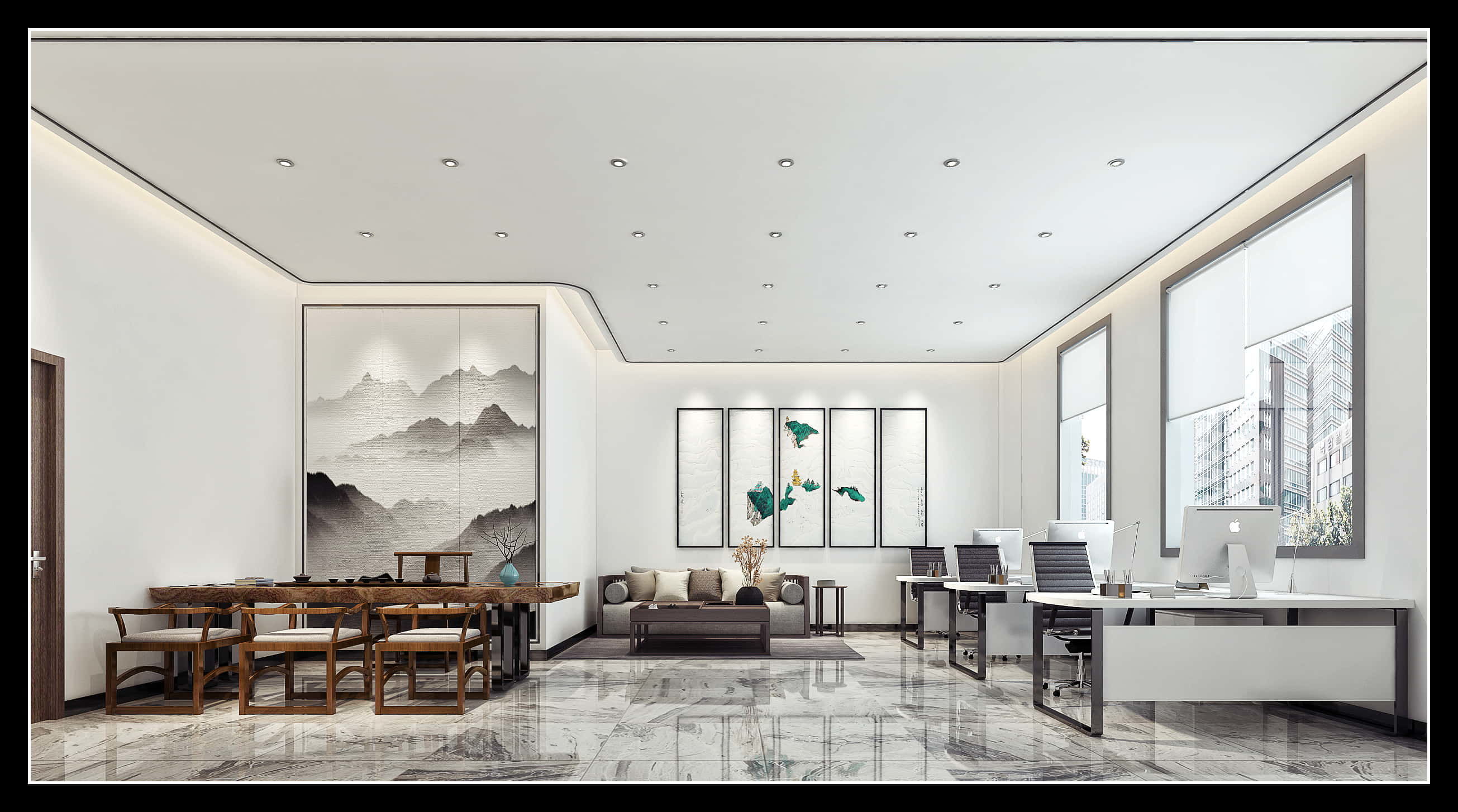 3D Meeting Room Office Scene - Modular Customizable Low-poly 3D model_16