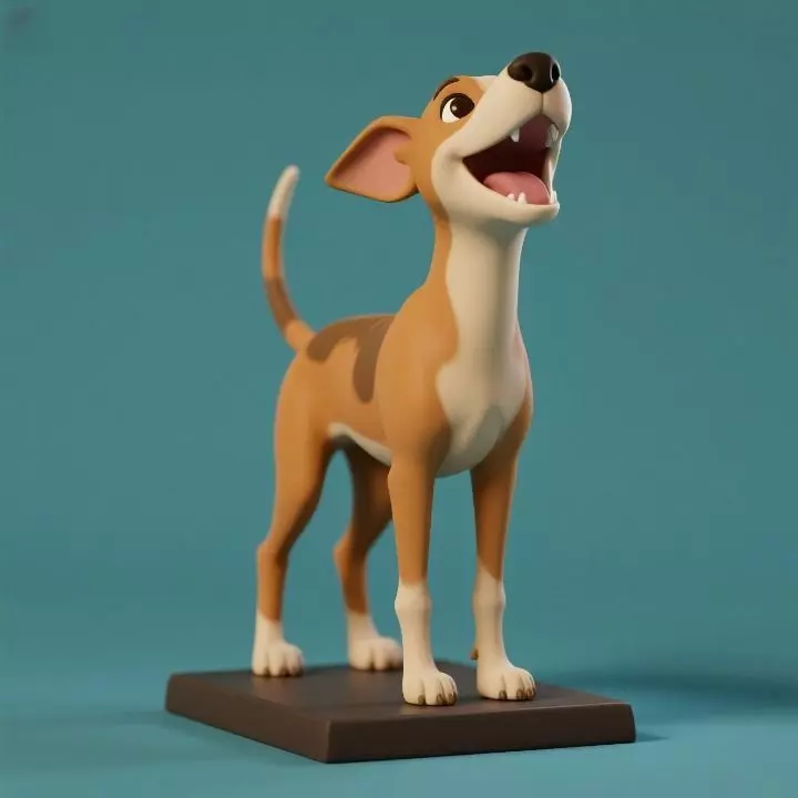 1106Colorful Laughing   Galgo Dog on Base  pug 3D print model_0
