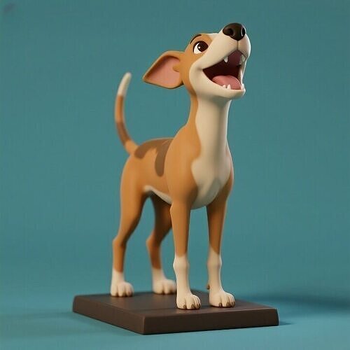 1106Colorful Laughing   Galgo Dog on Base  pug 3D print model