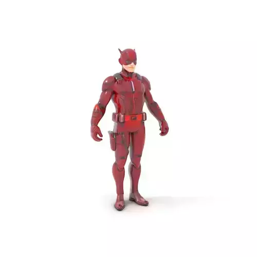 Red Superhero Vigilante Rigged and Animated D Model