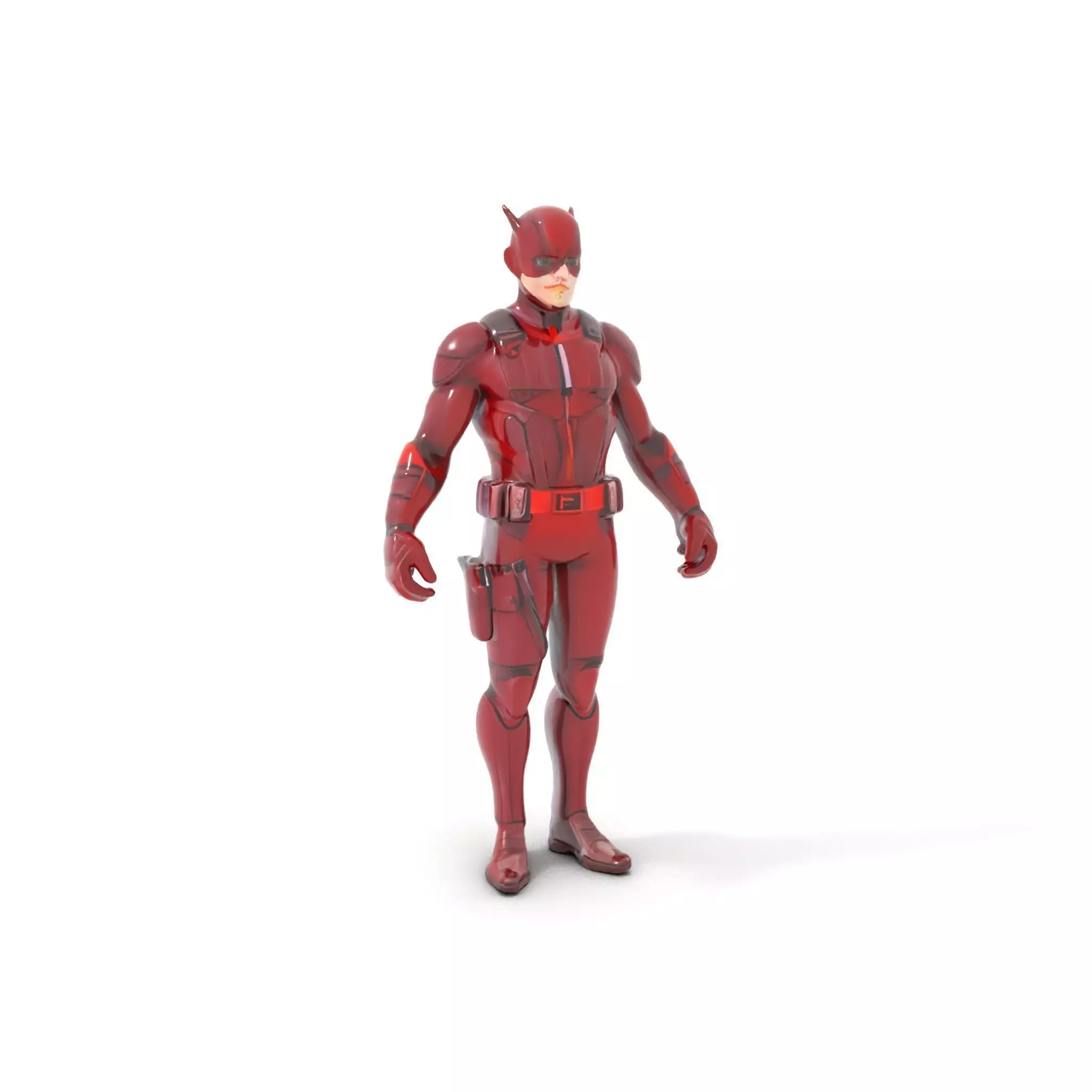 Red Superhero Vigilante Rigged and Animated D Model Low-poly 3D model