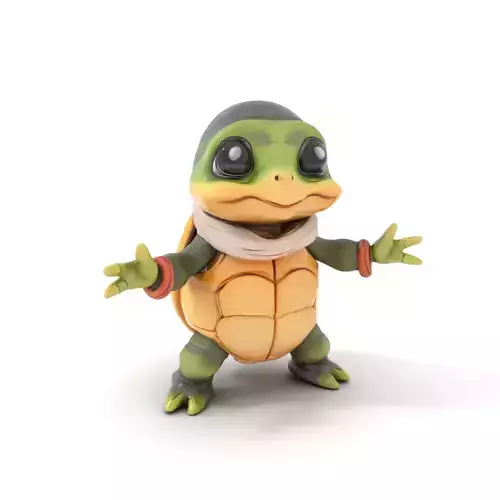 Charming Turtle Adventurer Rigged and Animated Character Model Low-poly 3D model