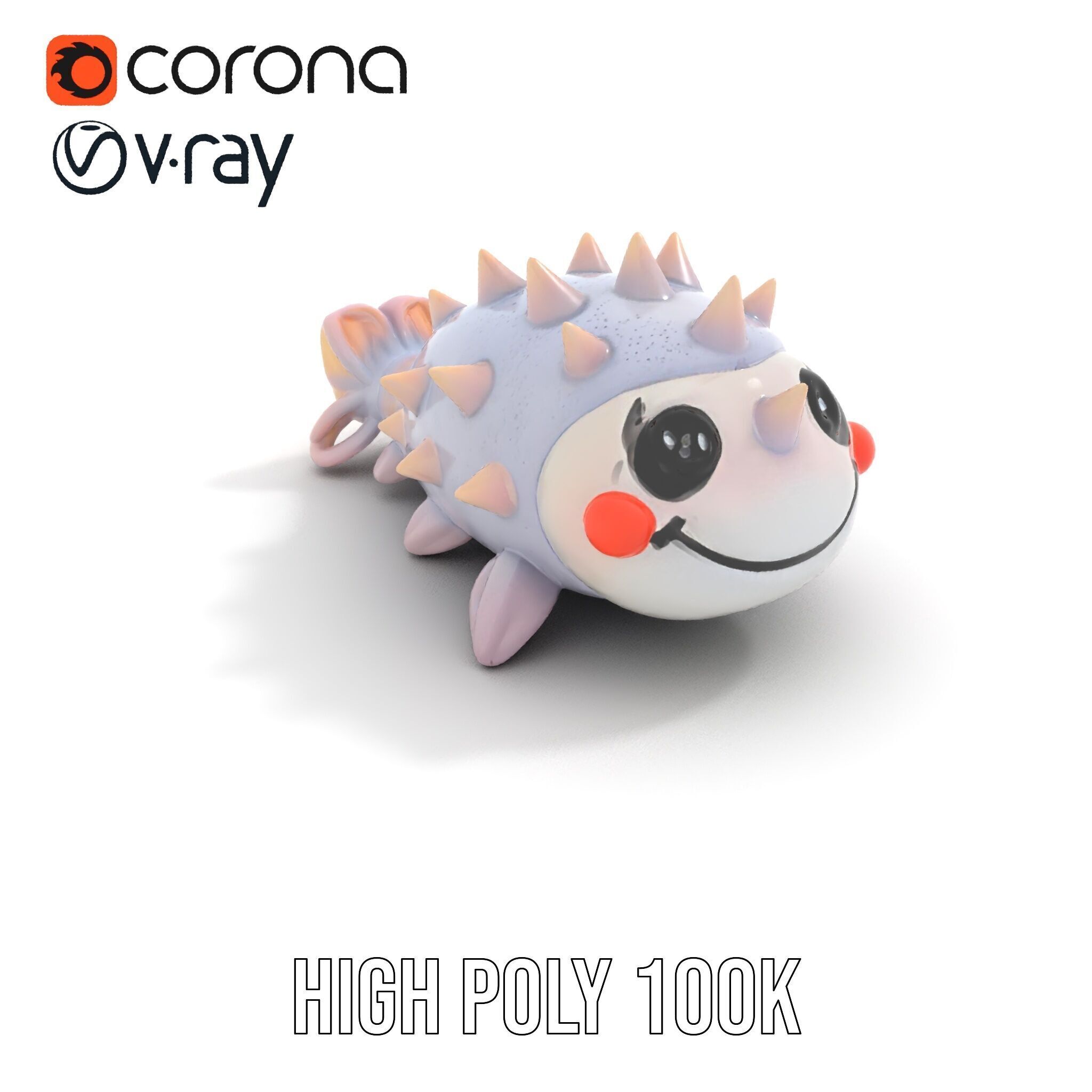 Cute Spiky Fish Toy Model Pack Low-poly 3D model_15