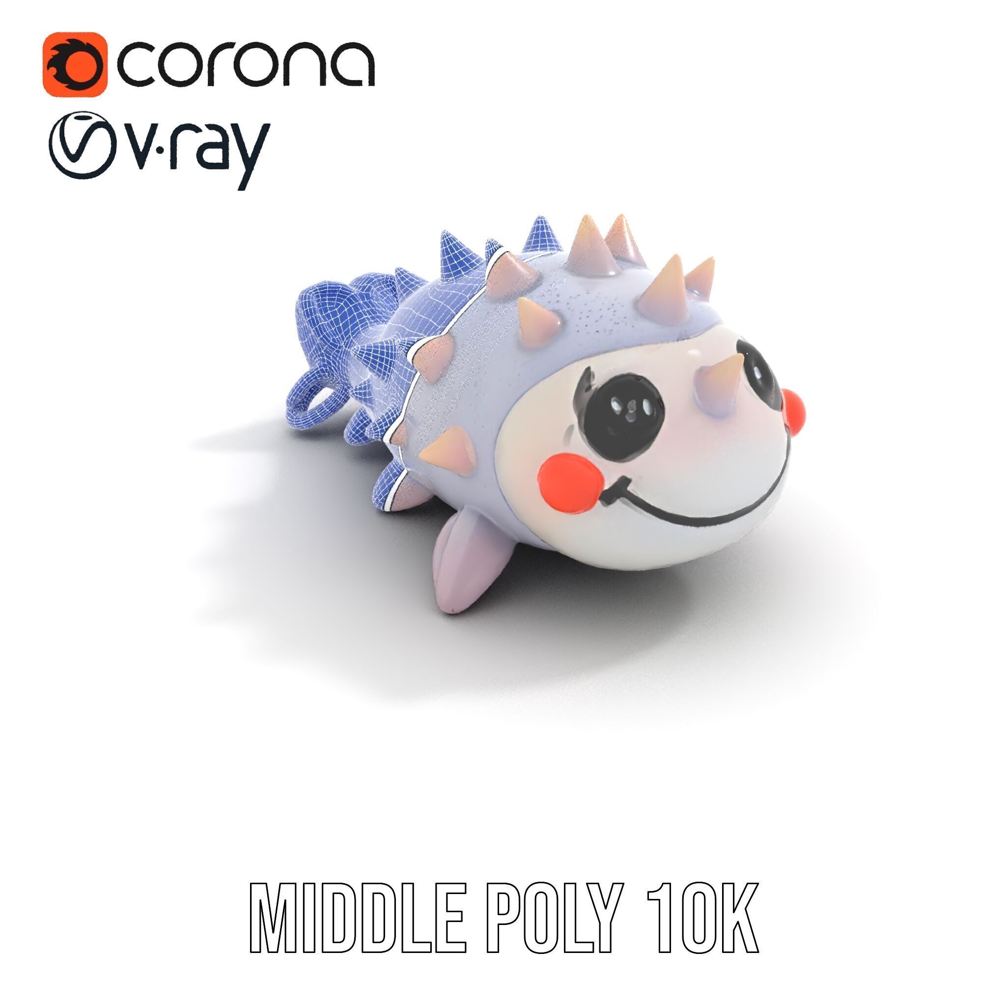 Cute Spiky Fish Toy Model Pack Low-poly 3D model_13