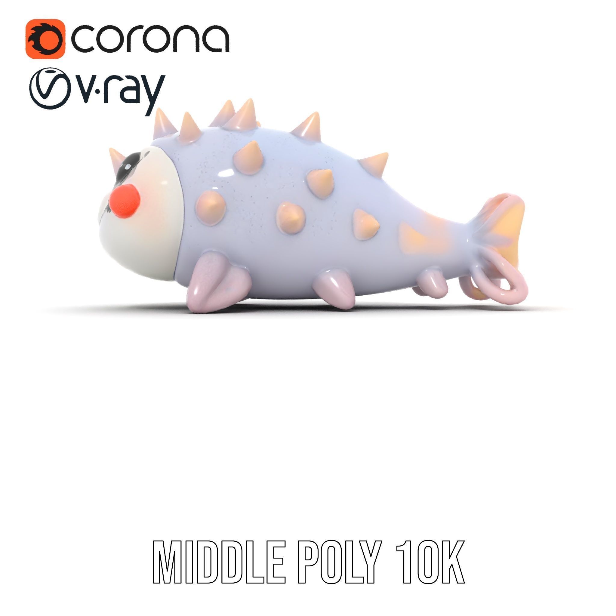 Cute Spiky Fish Toy Model Pack Low-poly 3D model_27
