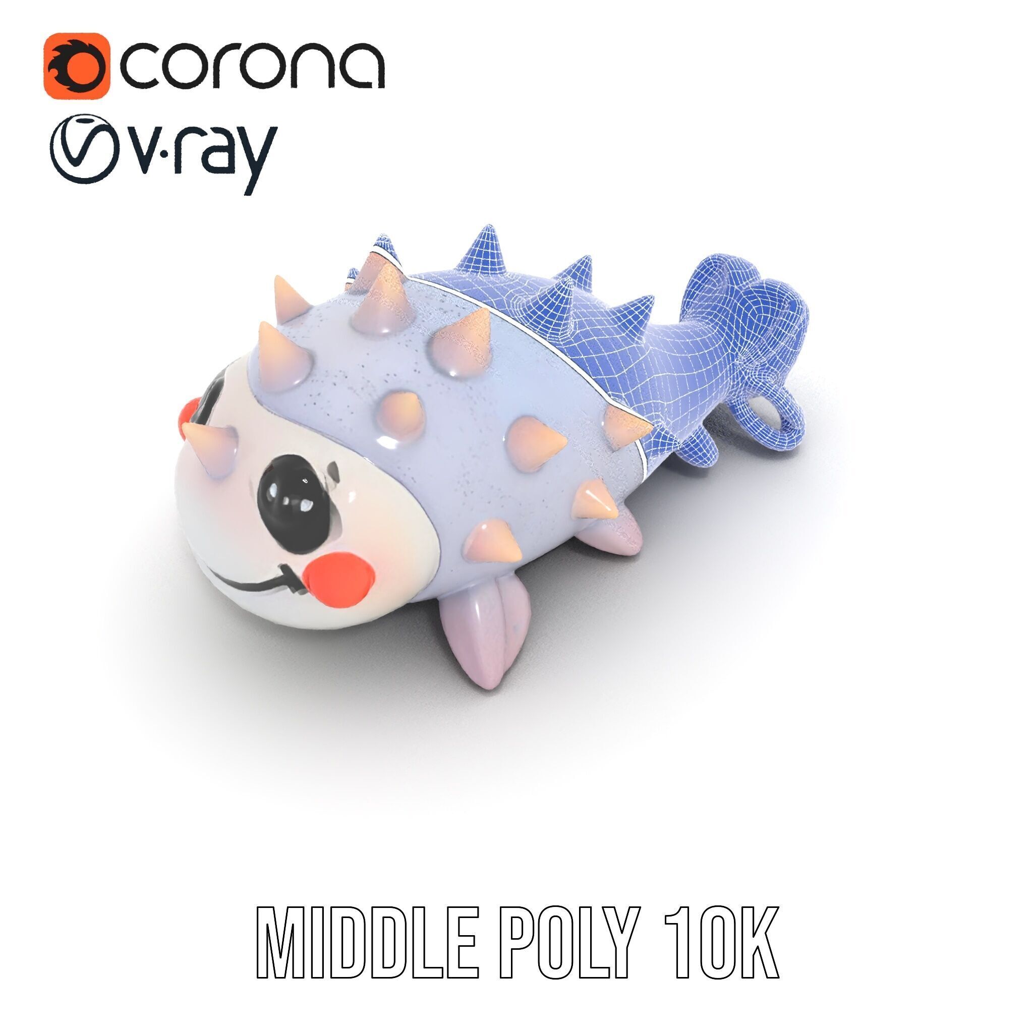 Cute Spiky Fish Toy Model Pack Low-poly 3D model_22