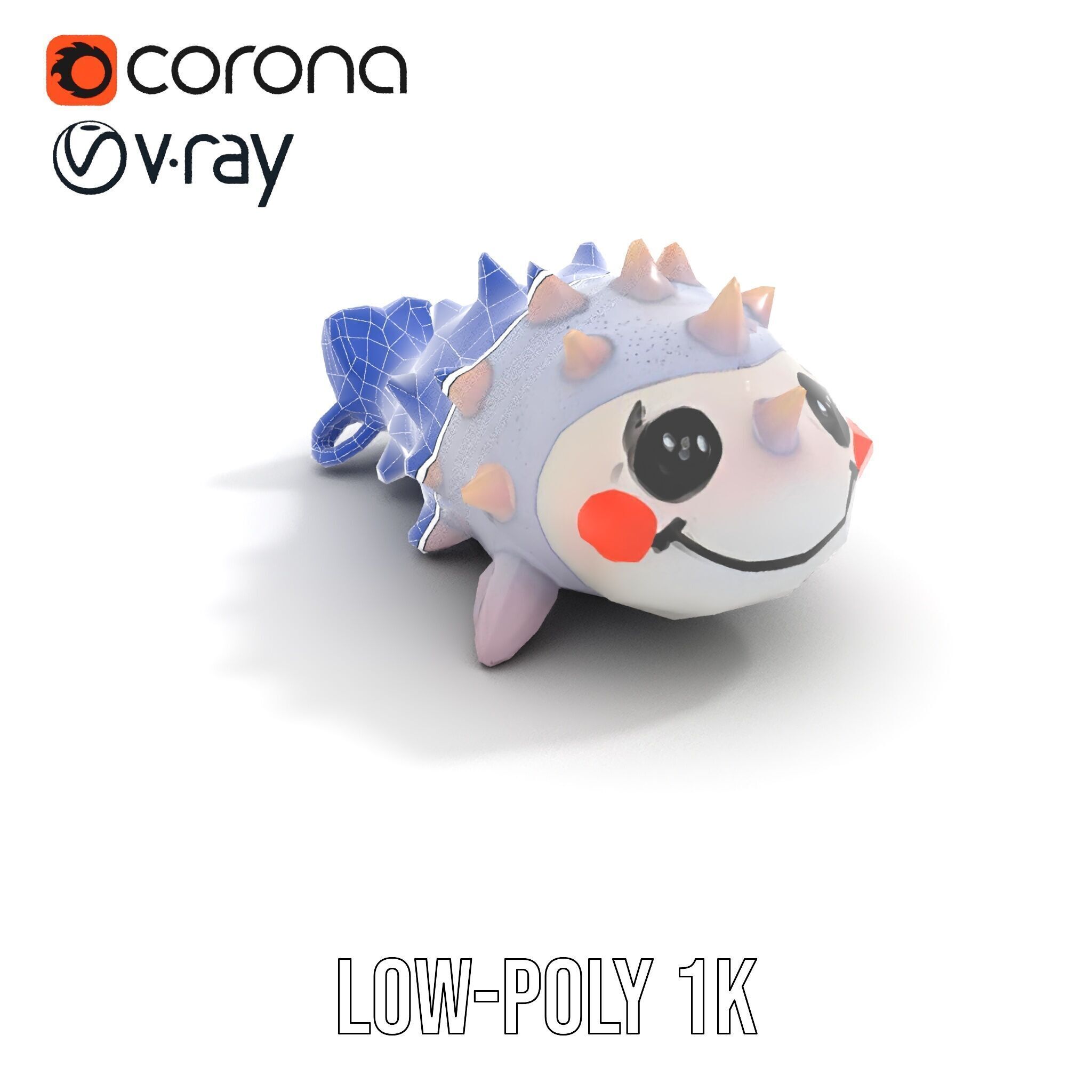 Cute Spiky Fish Toy Model Pack Low-poly 3D model_28
