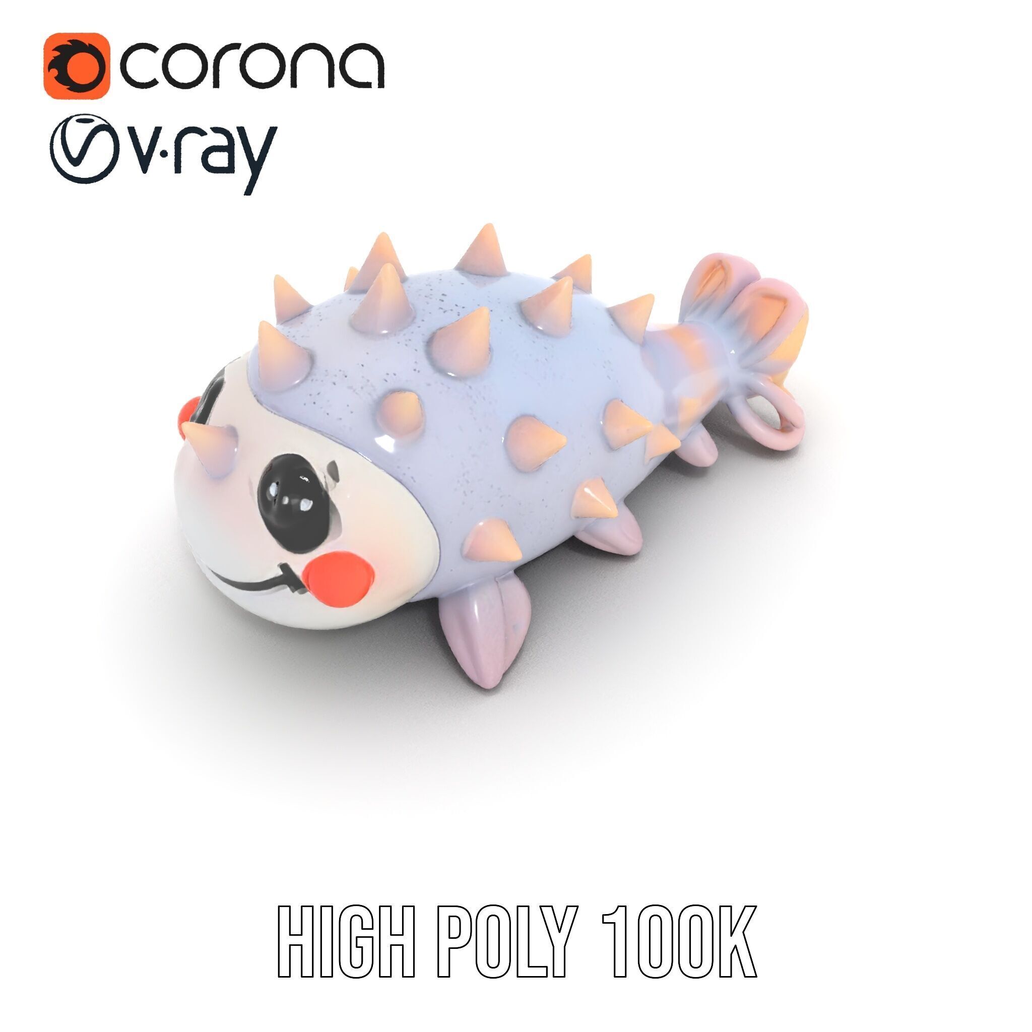 Cute Spiky Fish Toy Model Pack Low-poly 3D model_21