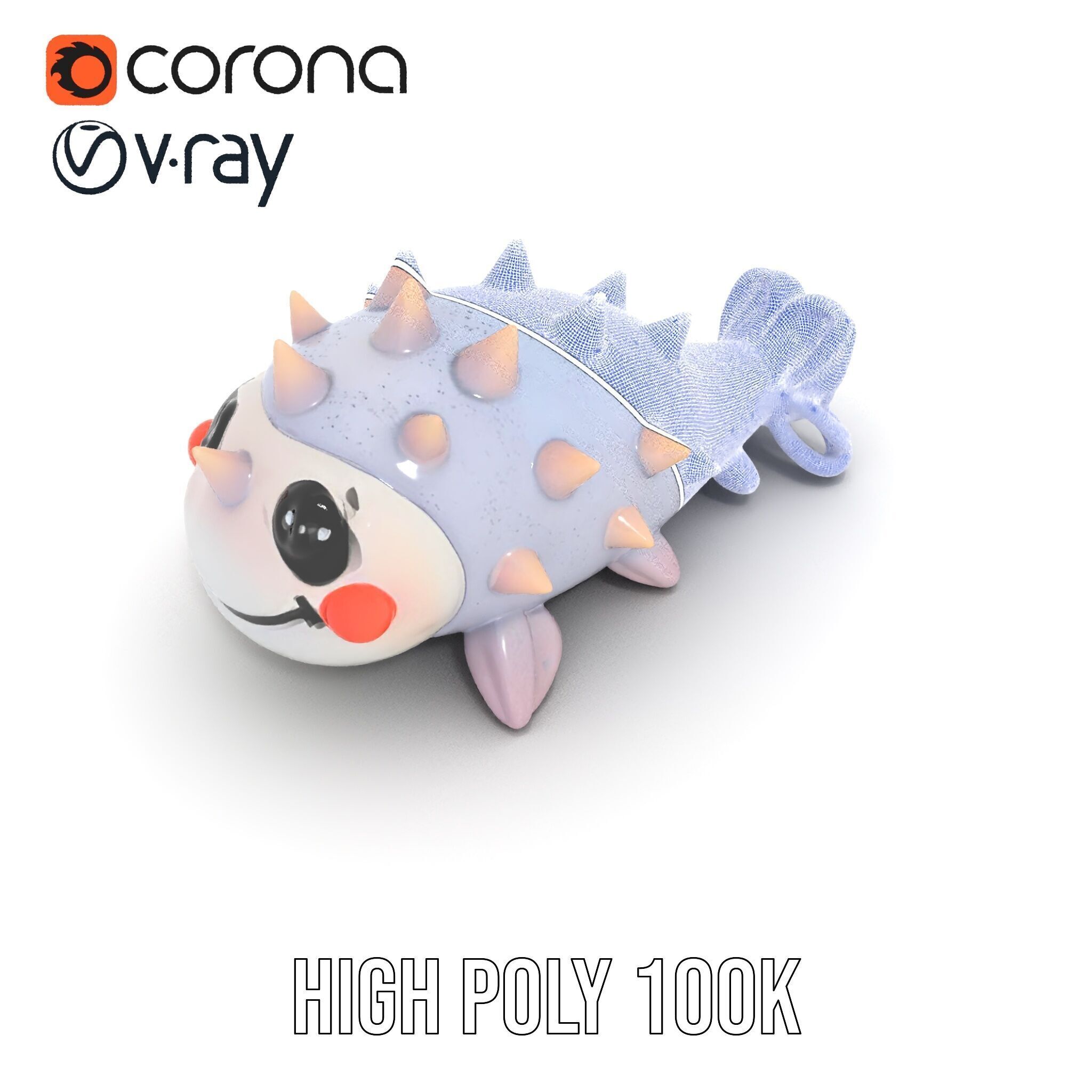 Cute Spiky Fish Toy Model Pack Low-poly 3D model_31