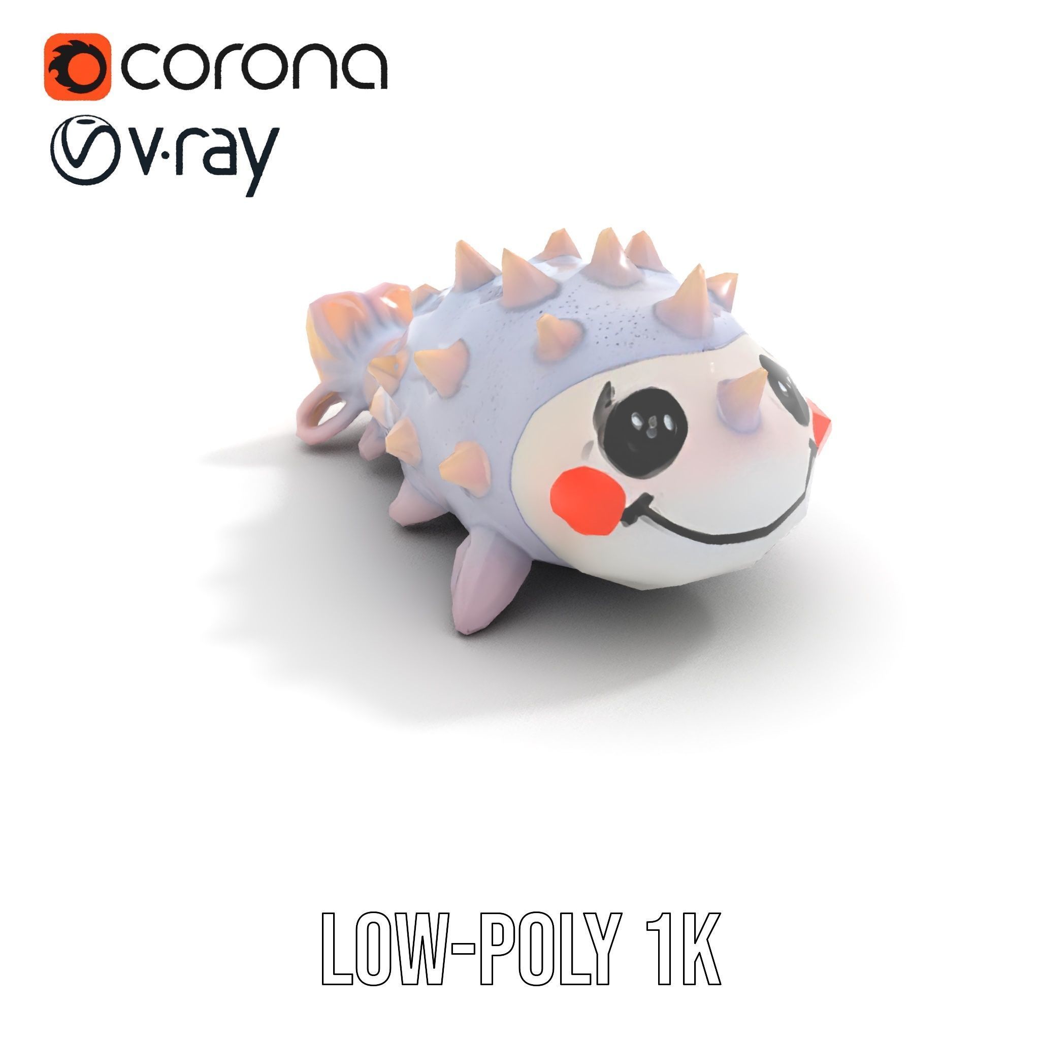 Cute Spiky Fish Toy Model Pack Low-poly 3D model_7