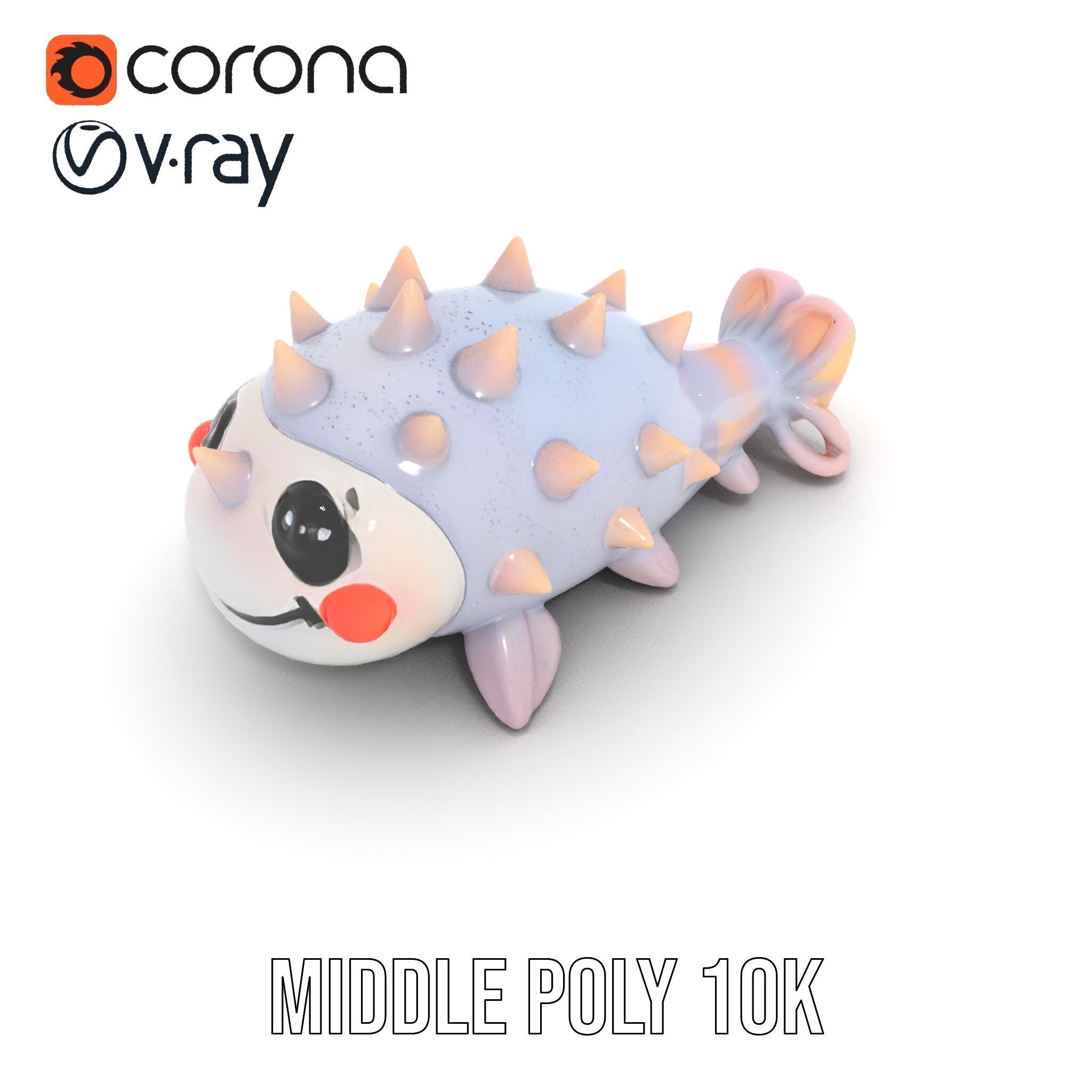 Cute Spiky Fish Toy Model Pack Low-poly 3D model_11