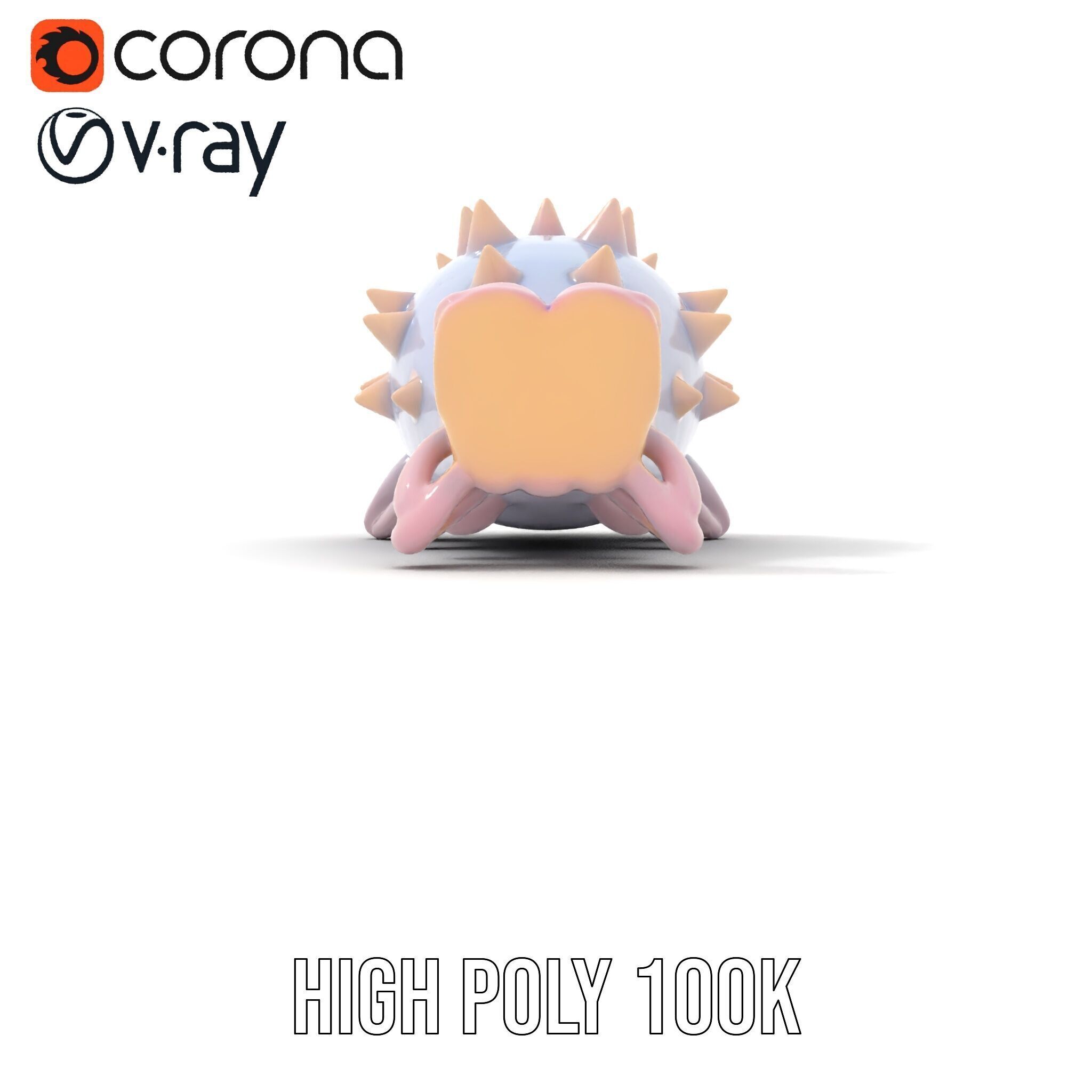 Cute Spiky Fish Toy Model Pack Low-poly 3D model_18