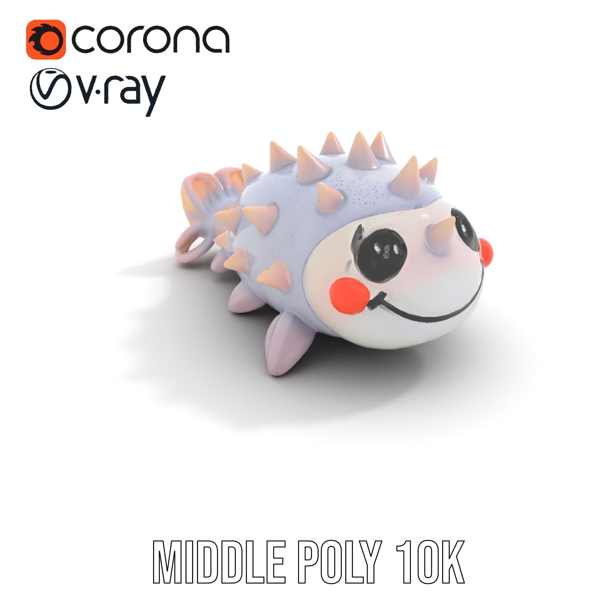 Cute Spiky Fish Toy Model Pack Low-poly 3D model_5