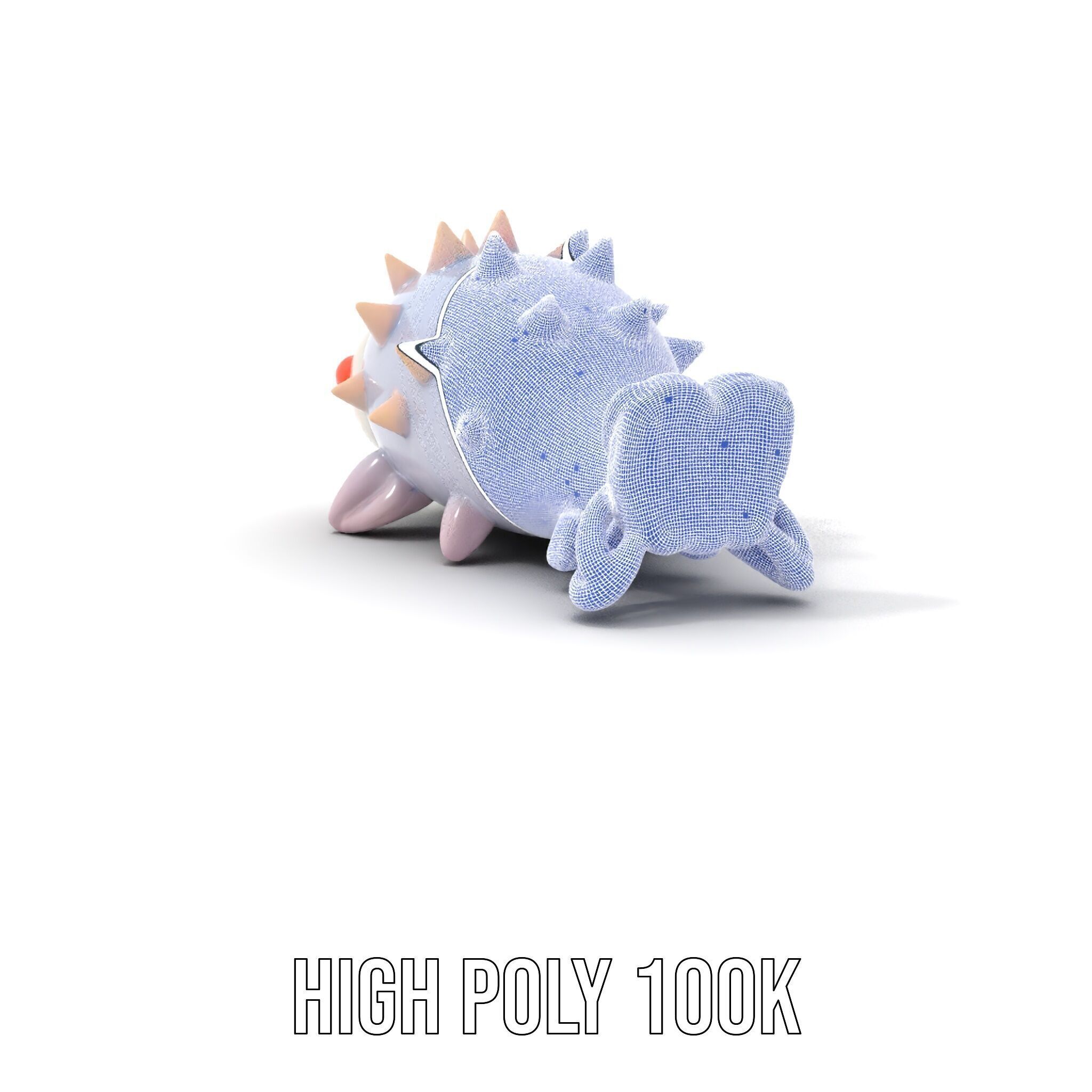 Cute Spiky Fish Toy Model Pack Low-poly 3D model_4