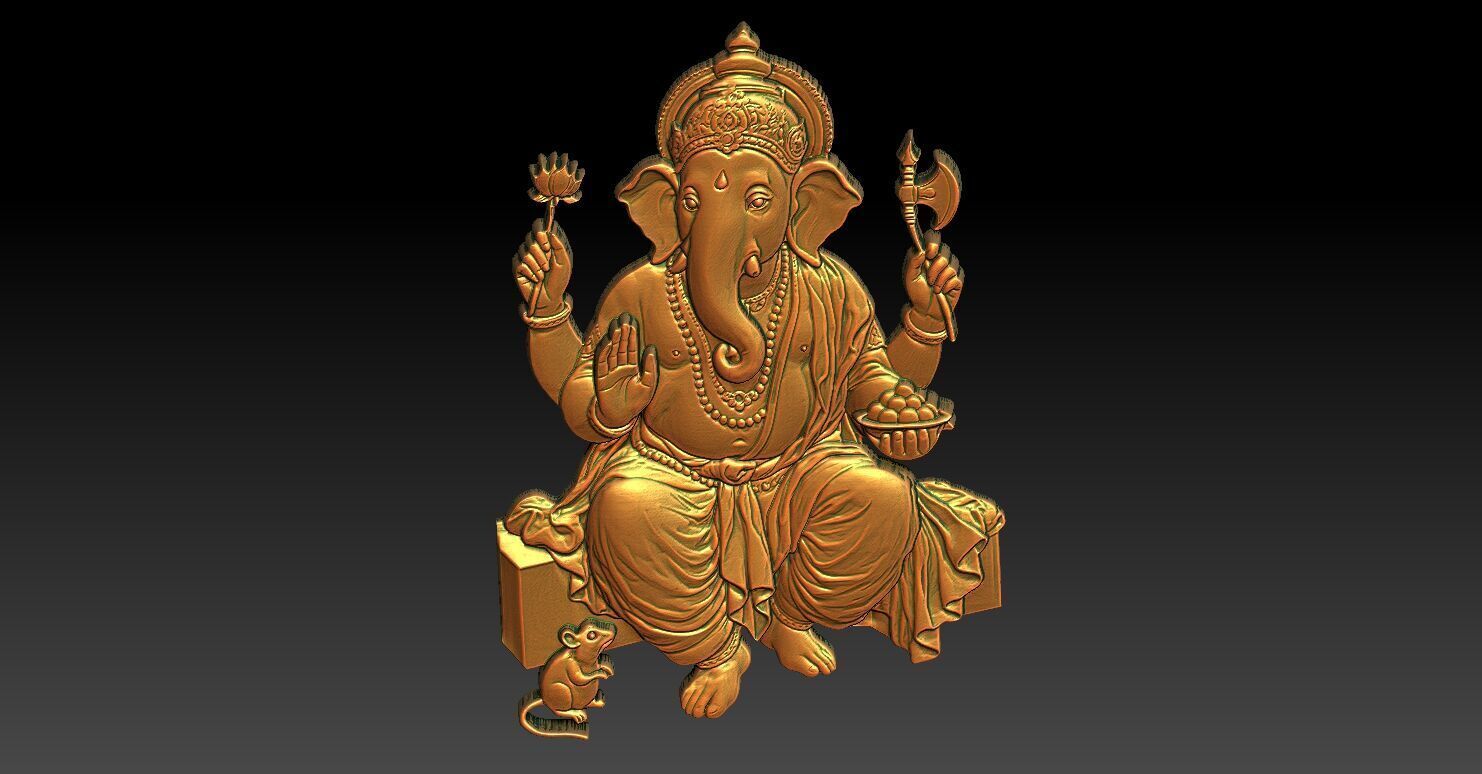 1 Ganesha CNC Relief Model 3D print model_5
