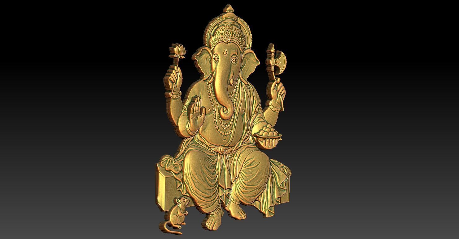 1 Ganesha CNC Relief Model 3D print model_2