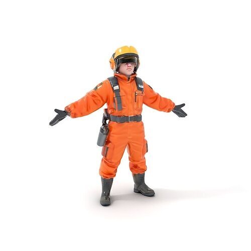 Aviation Engineer in Orange Suit  Rigged and Animated D Model Low-poly 3D model