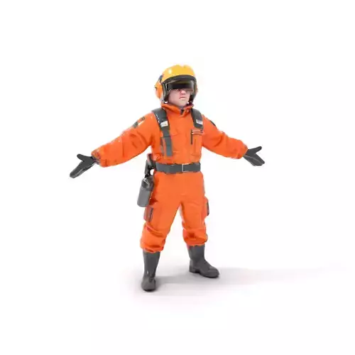 Aviation Engineer in Orange Suit  Rigged and Animated D Model