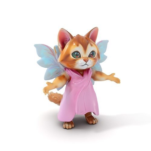 Fluttering Feline Fairy Cat Rigged and Animated Character Model Low-poly 3D model