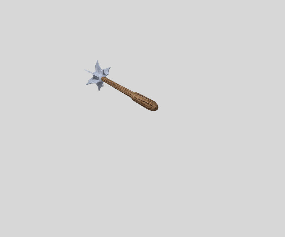 low poly mace 2 shovel Low-poly 3D model_3