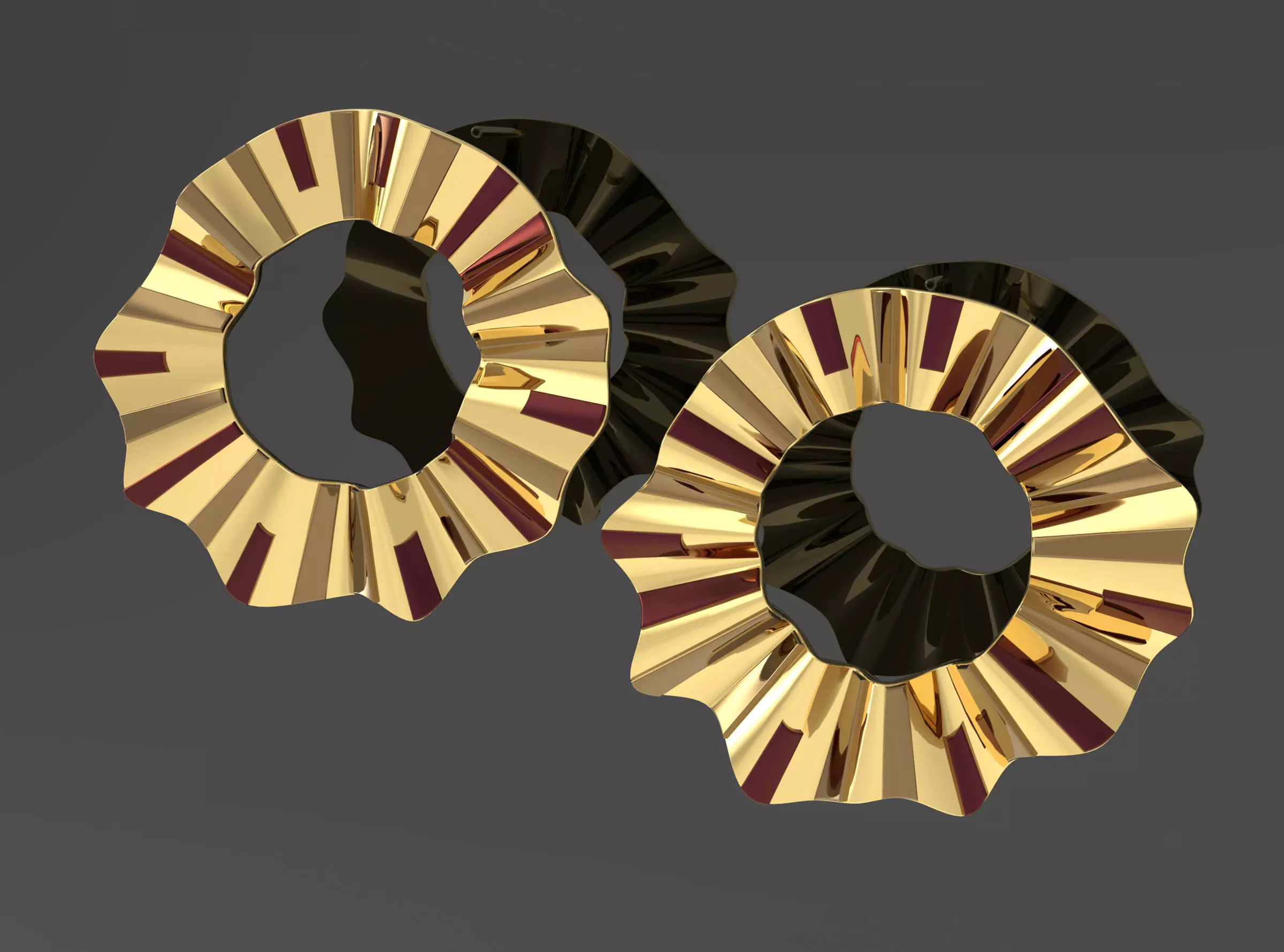 Earrings sunny ribbon 3D model_0