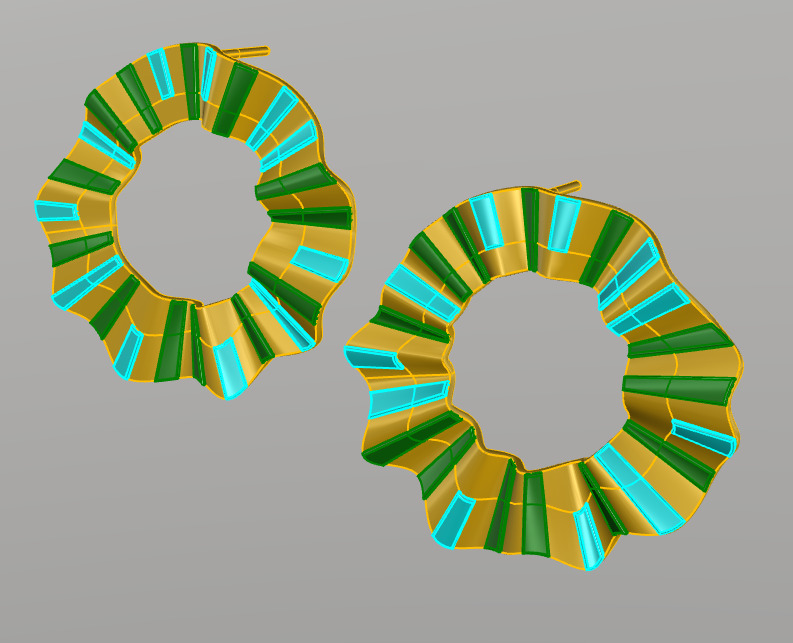 Earrings sunny ribbon 3D model_1