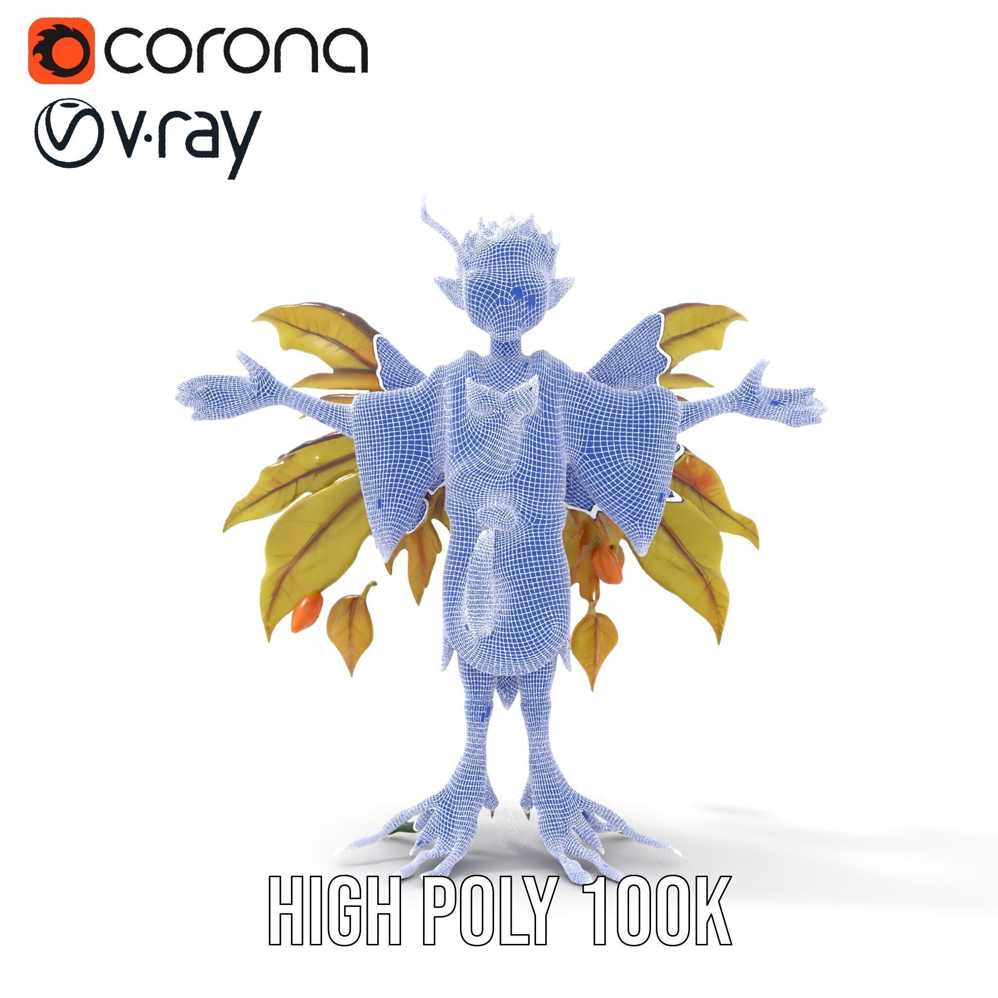 Leafy Forest Sprite Character  Rigged and Animated Low-poly 3D model_36