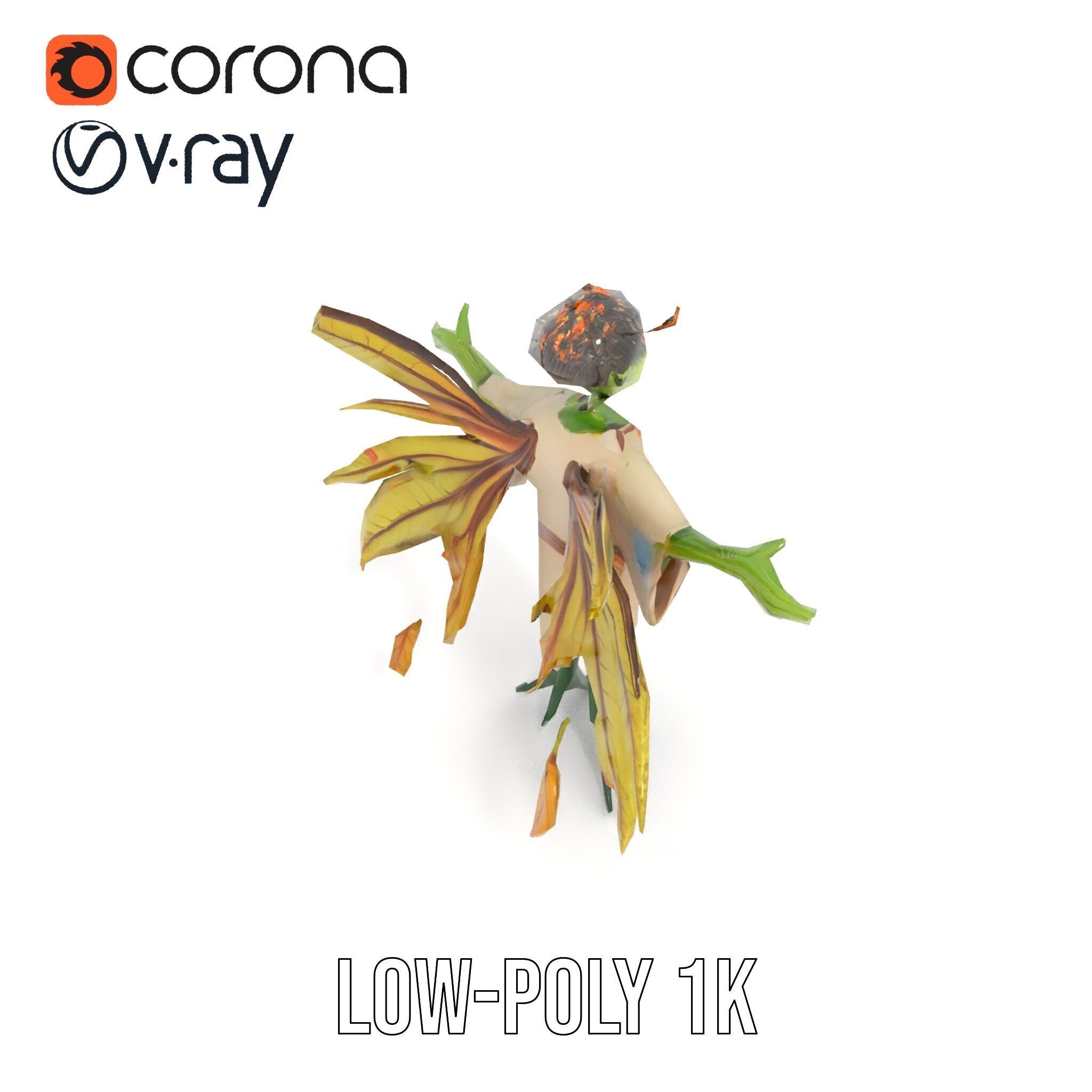 Leafy Forest Sprite Character  Rigged and Animated Low-poly 3D model_20