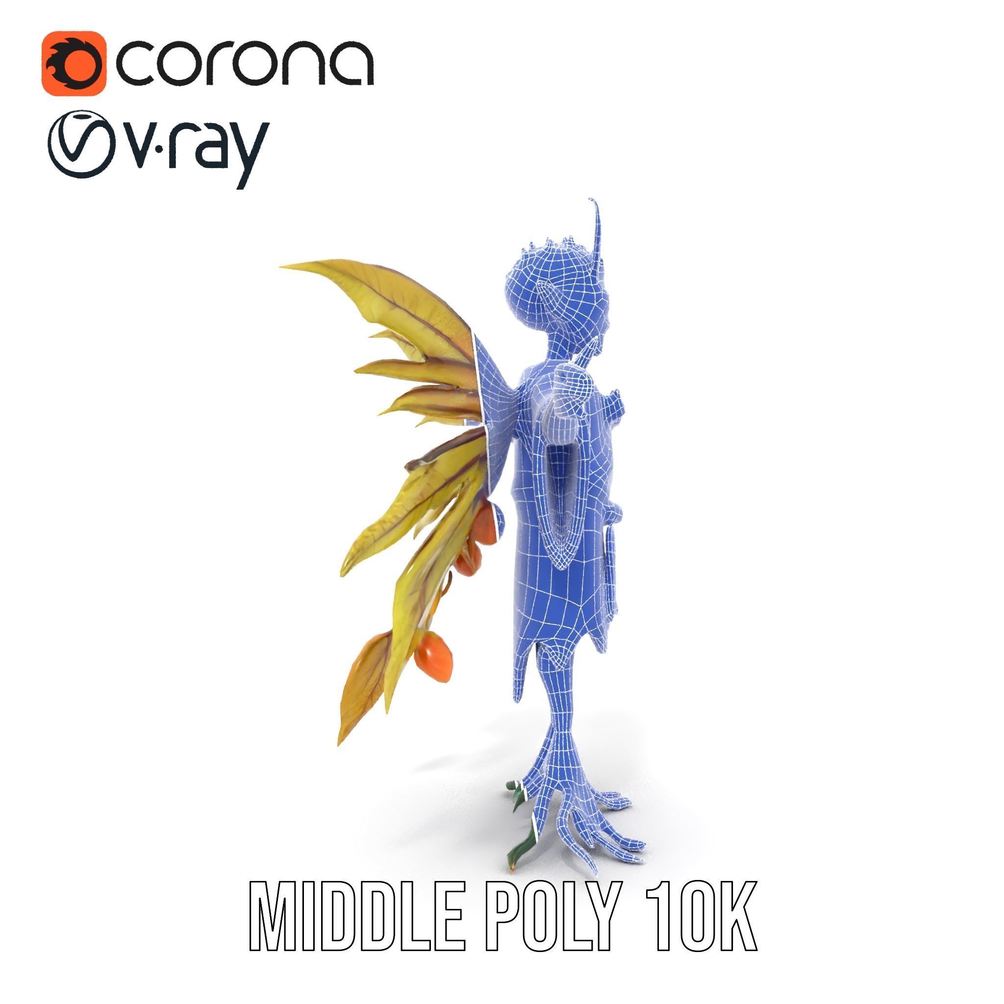 Leafy Forest Sprite Character  Rigged and Animated Low-poly 3D model_35