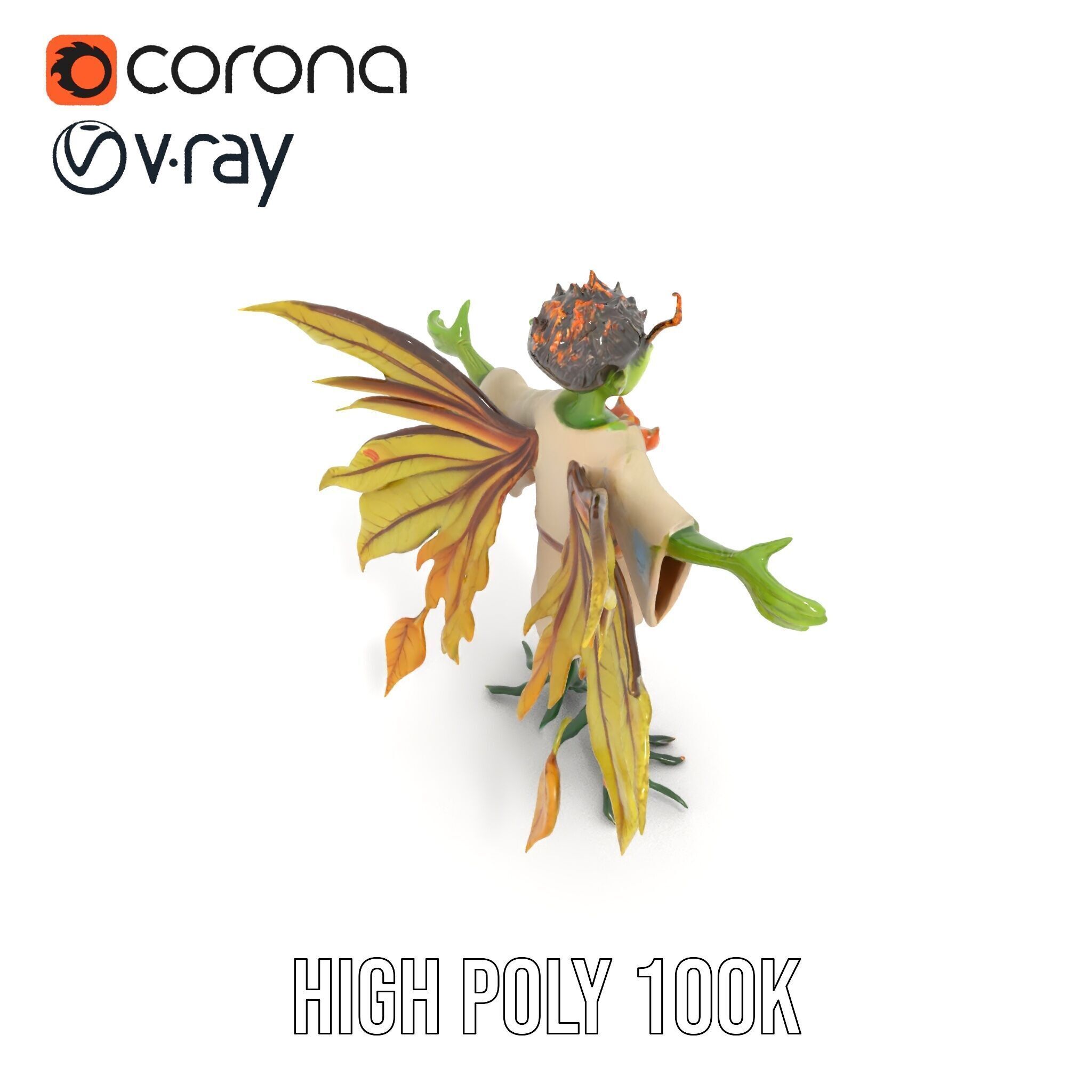 Leafy Forest Sprite Character  Rigged and Animated Low-poly 3D model_21