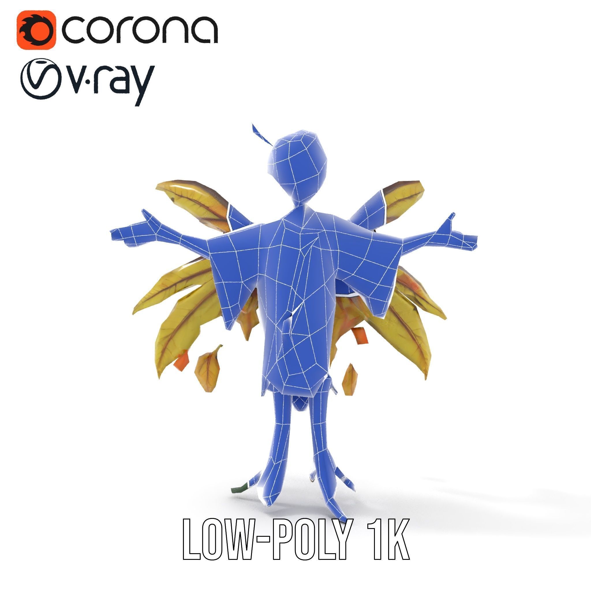 Leafy Forest Sprite Character  Rigged and Animated Low-poly 3D model_8