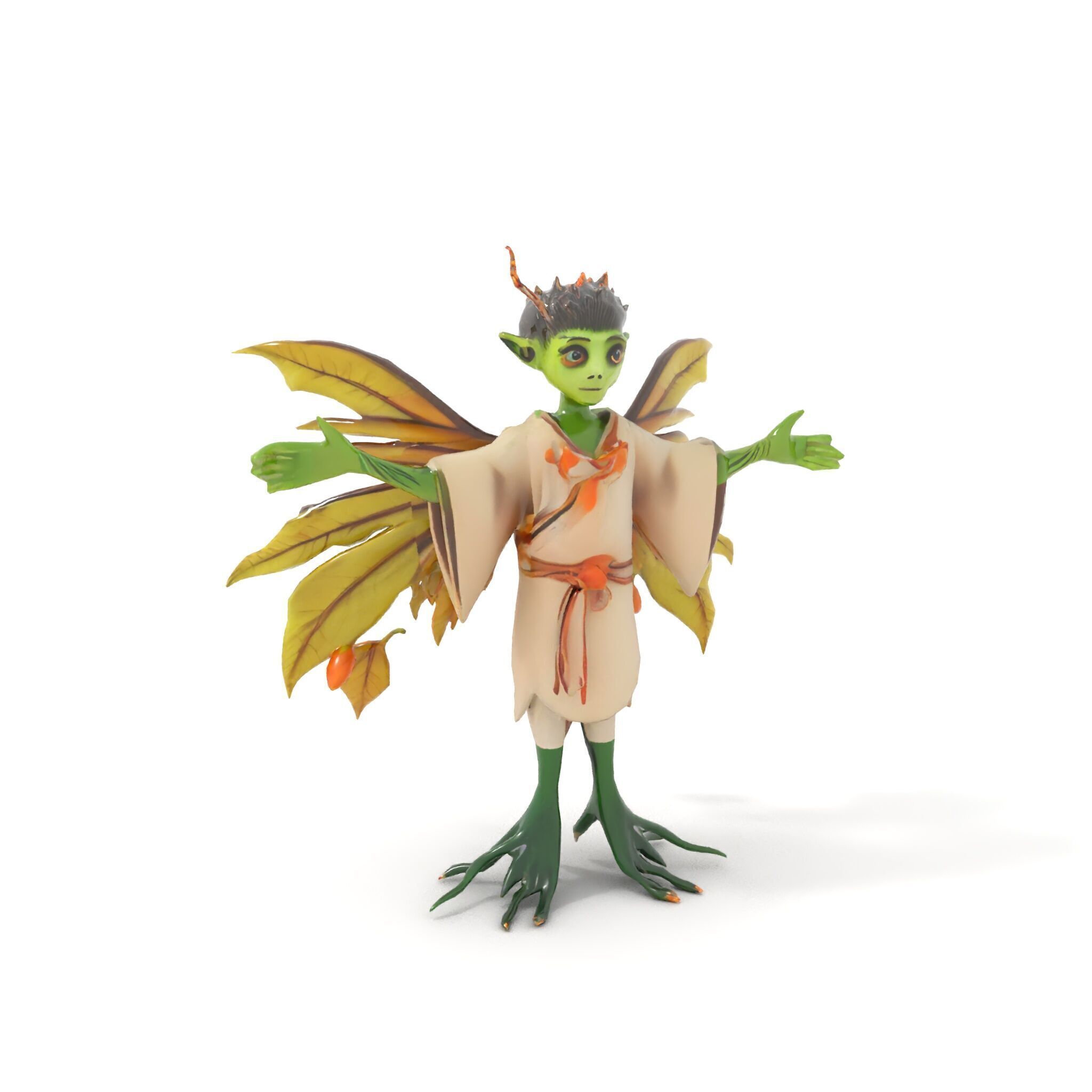 Leafy Forest Sprite Character  Rigged and Animated Low-poly 3D model_19